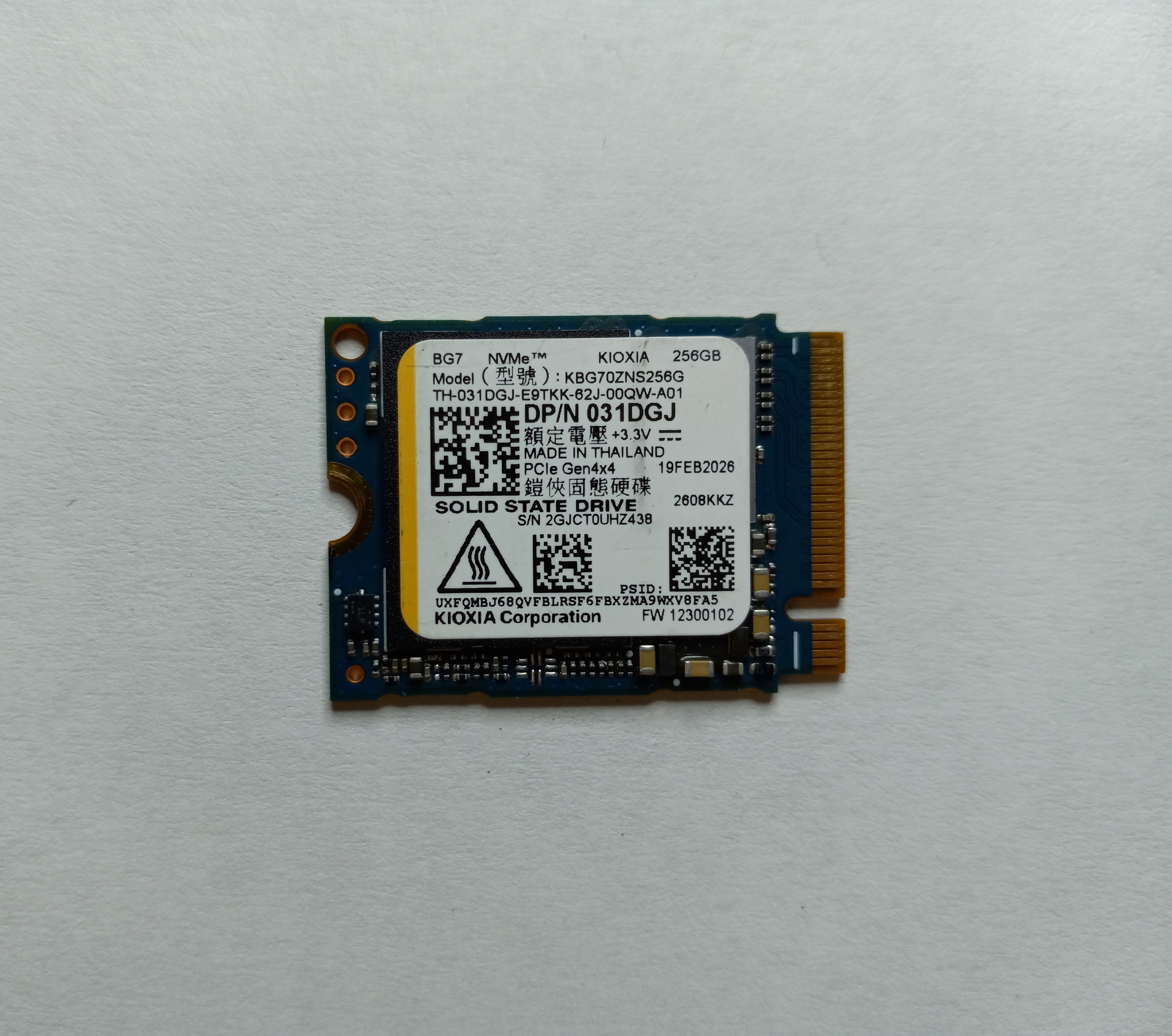 Dell 31DGJ 256GB BG7 M.2 2230 NVMe Gen4 x4 Solid State Drive
