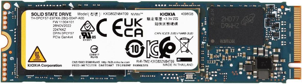 Dell PCF57 4TB M.2 2280 Nvme Pcie Solid State Drive