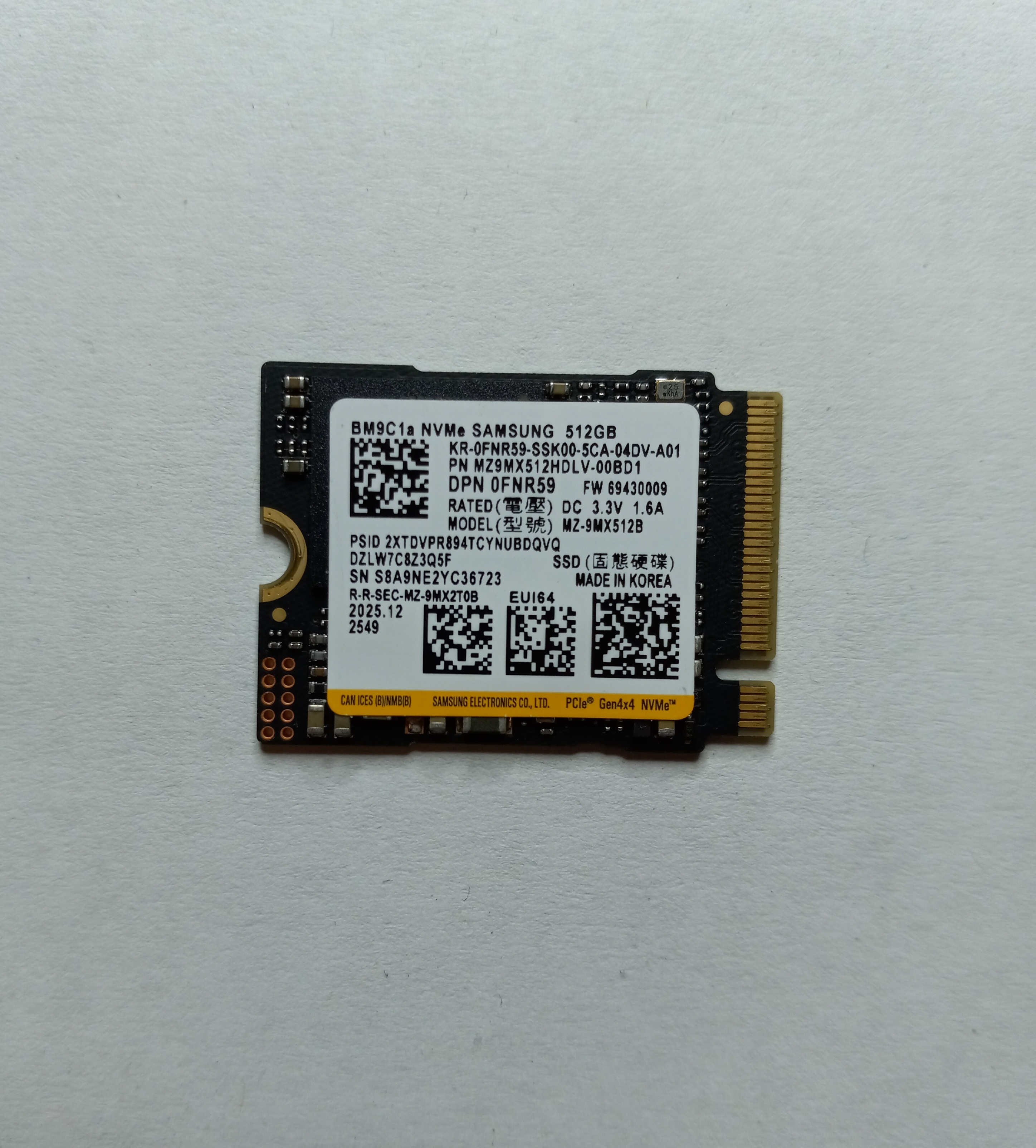 Seller photo of 512GB Bm9c1a M.2 2230 Nvme Ssd