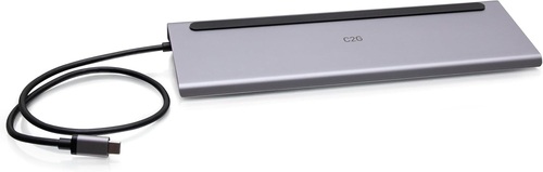 C2G USB-C® 10-in-1 Triple Display Docking Station with HDMI®, DisplayPortTM, VGA, Ethernet, USB, SD Card Reader, 3.5mm Audio and Power - 4K 30Hz
