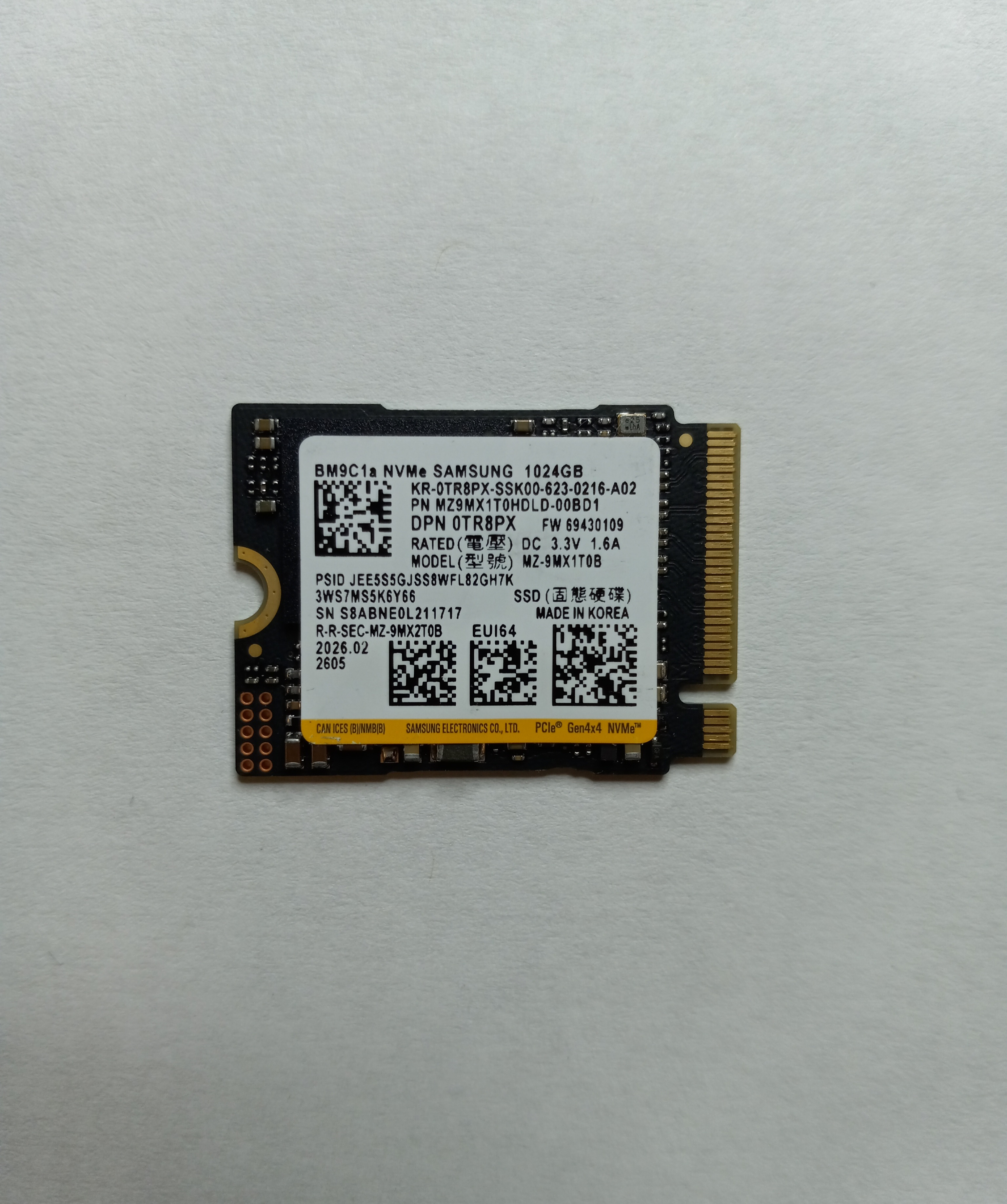 1TB Samsung Bm9c1a Nvme M.2 2230 Ssd