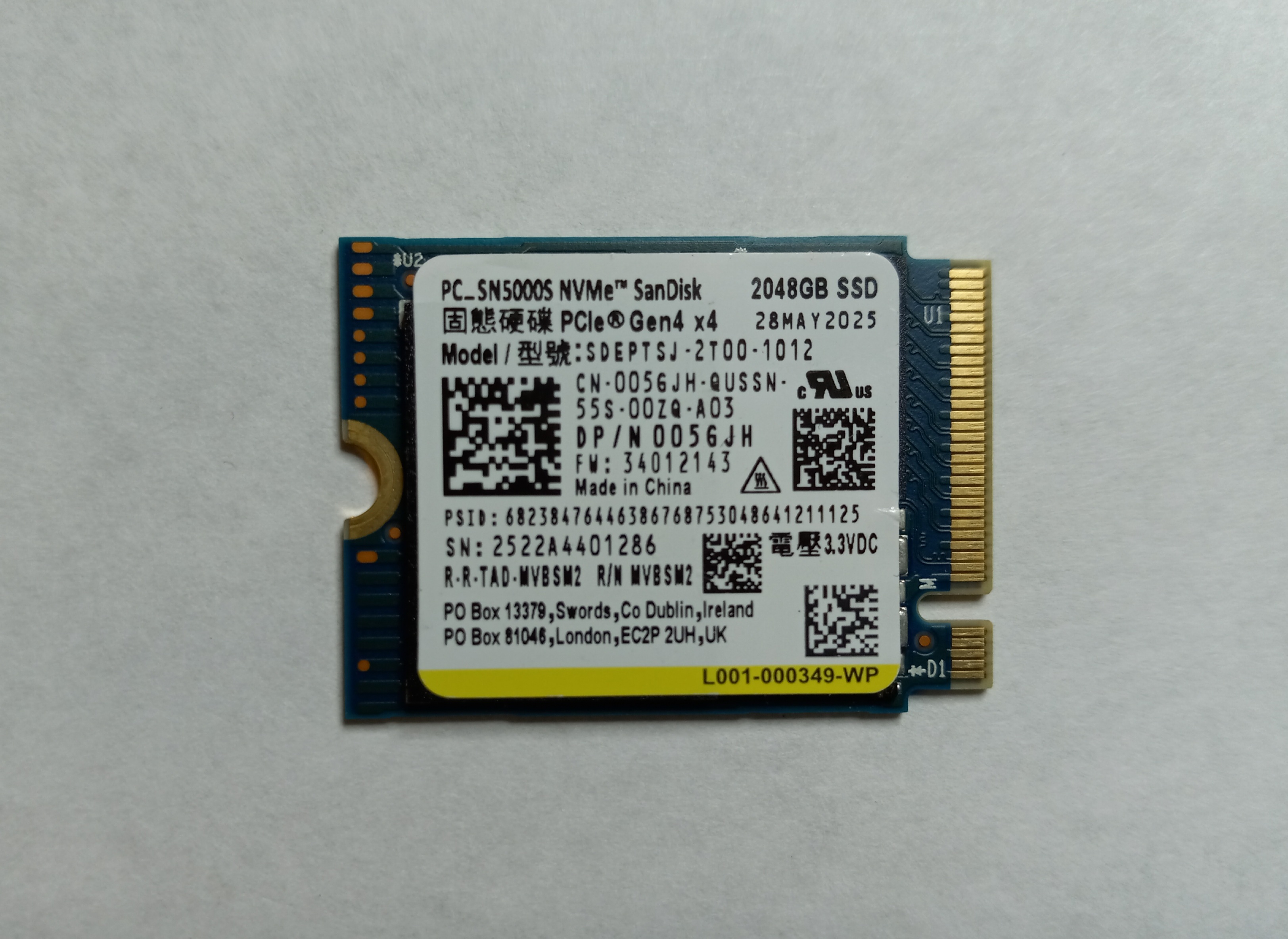 Seller photo of Dell 056JH PC SN5000S Series 2TB Solid State Drive