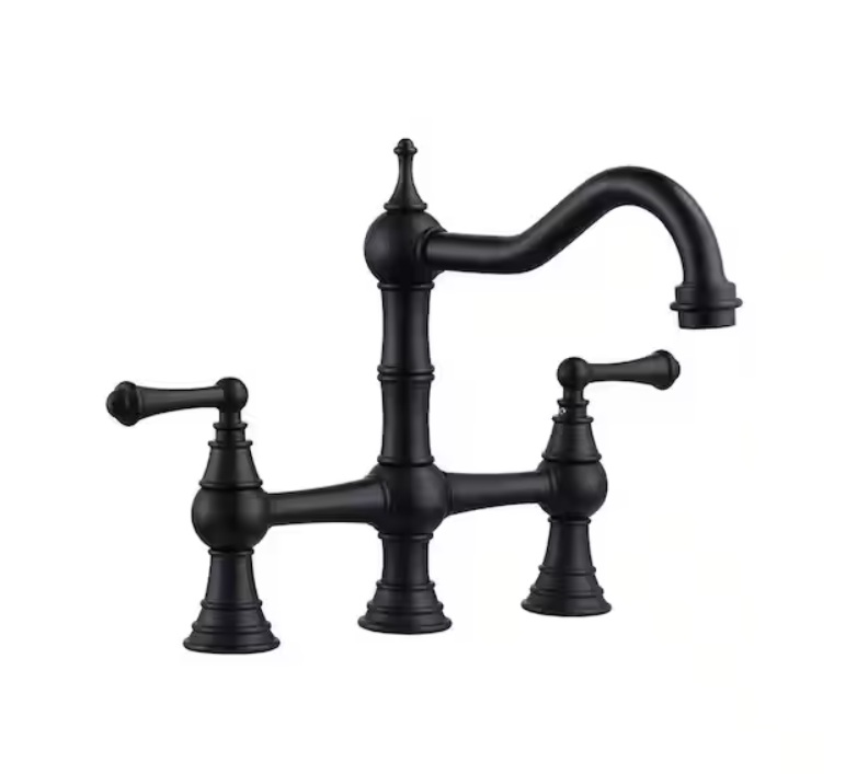 ARCORA FAUCETS Double-handle Bridge 9-inch Deck Mount Kitchen Faucet