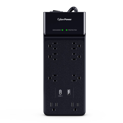 CyberPower CSP806UC18 8-Outlet Usb-Charging Surge Protector for Computers, Monitors, Tablets & Smartphones - Black
