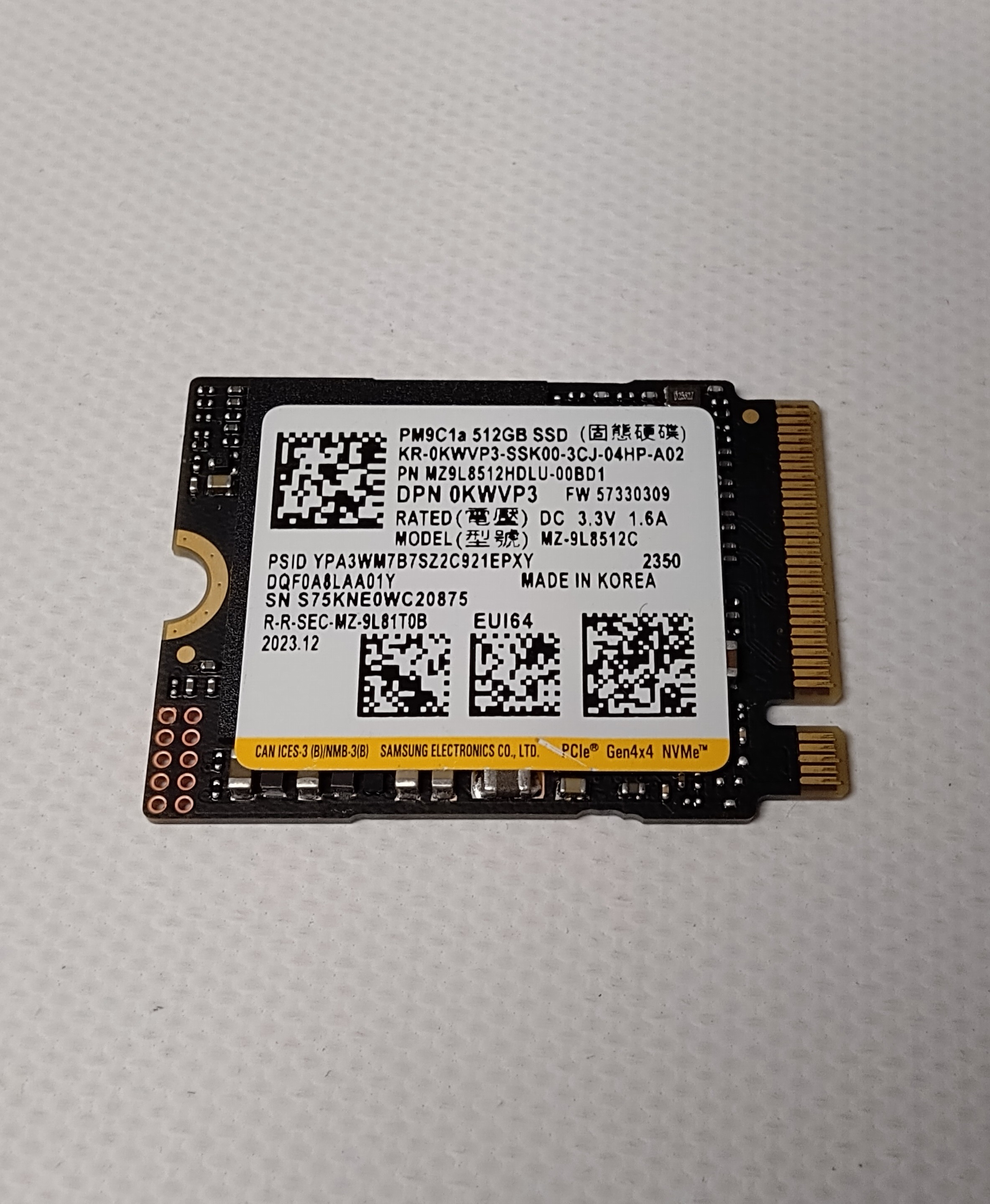 Dell KWVP3 (Samsung MZ9L8512HDLU-00BD1)