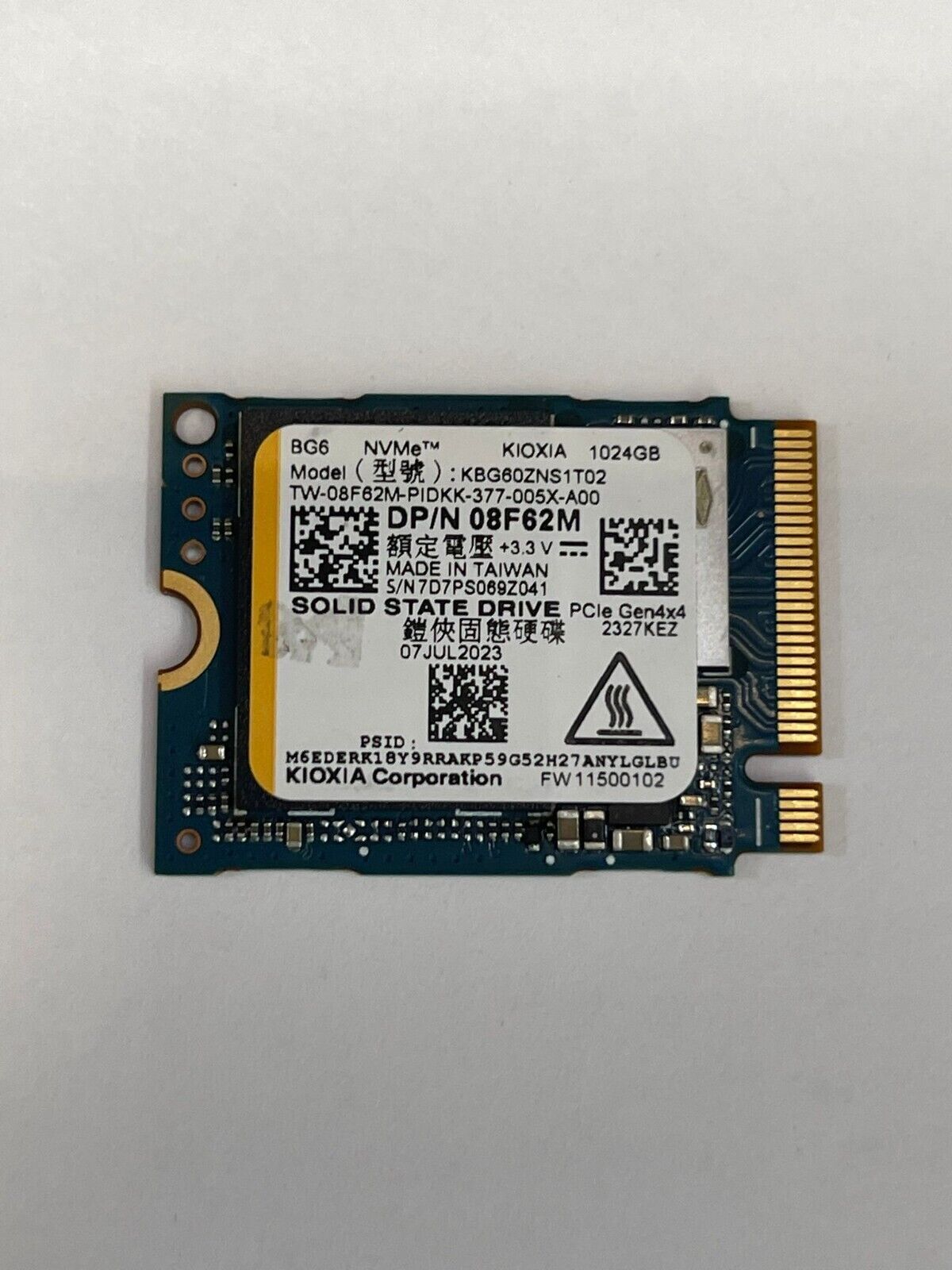 Seller photo of Dell 8F62M (Kioxia KBG60ZNS1T02)