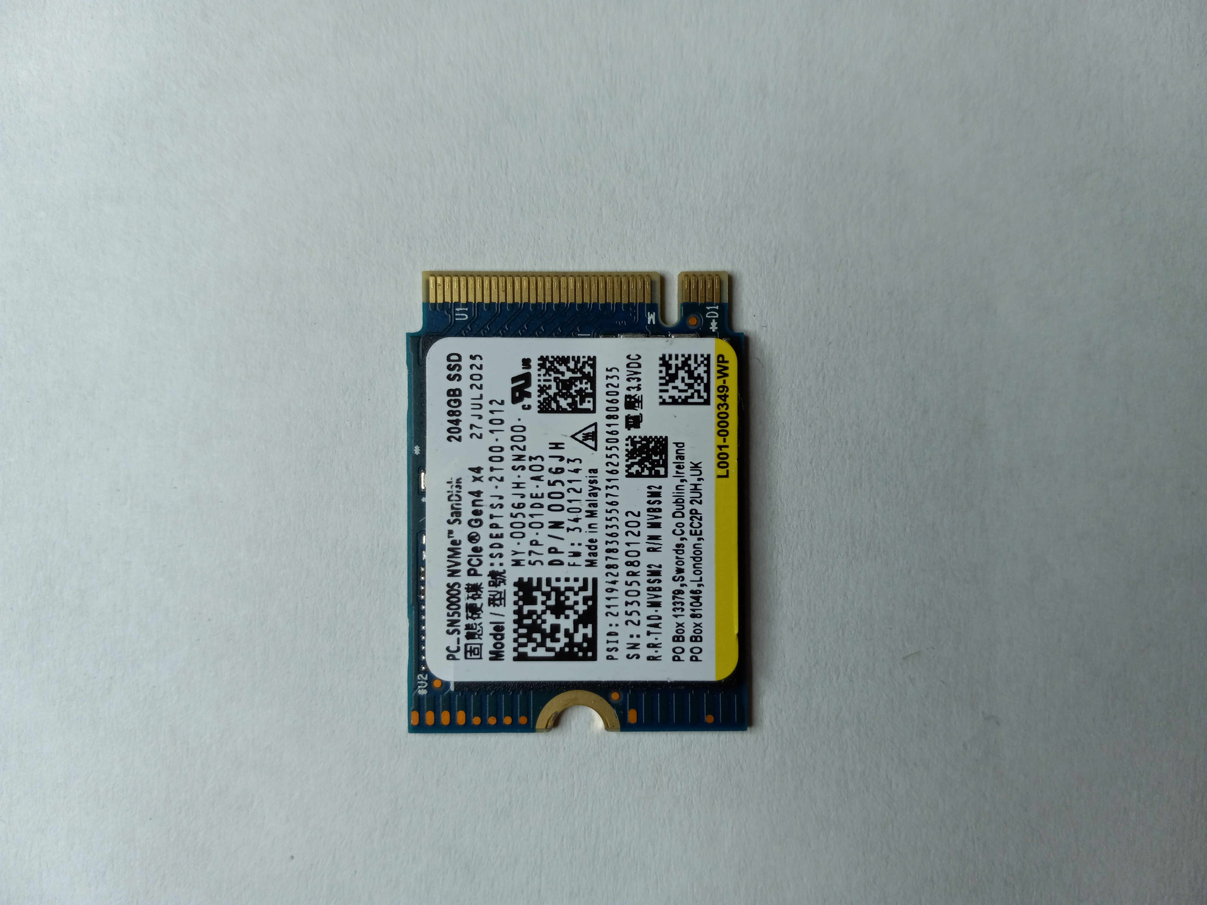 2TB Pc Sn5000s M.2 2230 Nvme Gen4 X4 Ssd
