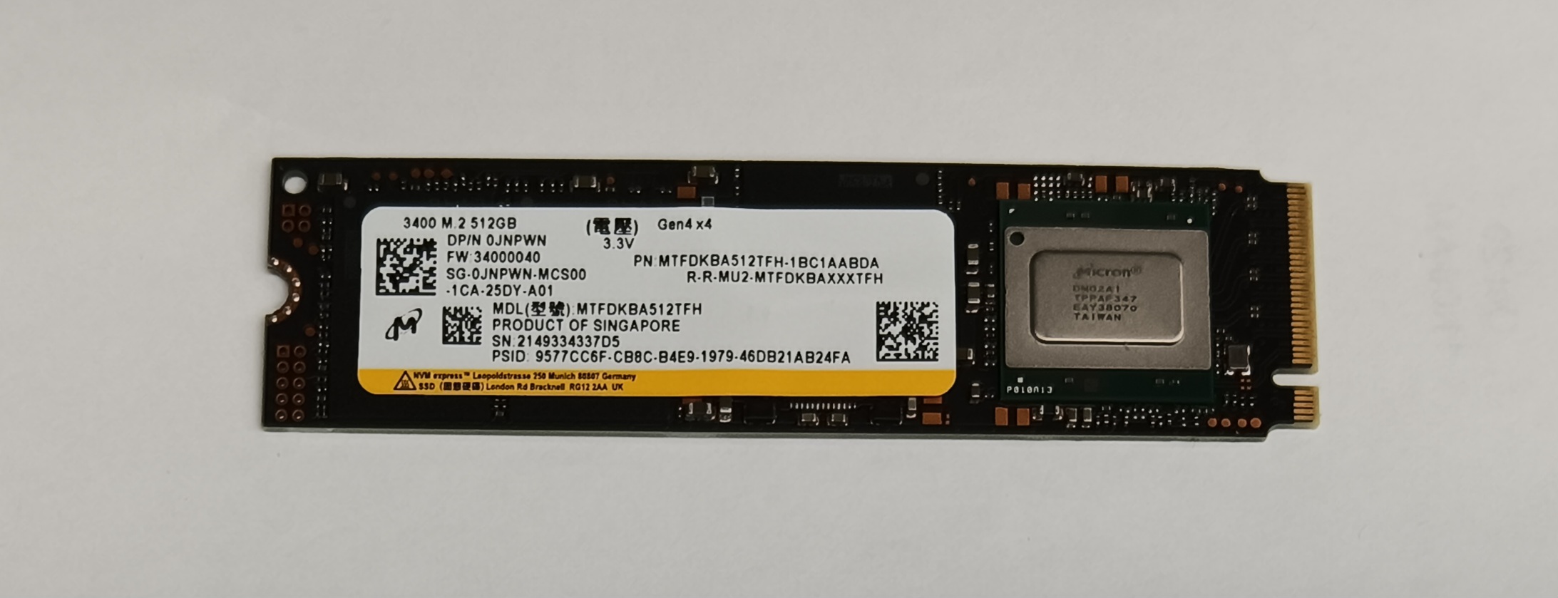 Dell JNPWN (Micron MTFDKBA512TFH-1BC1AABDA)
