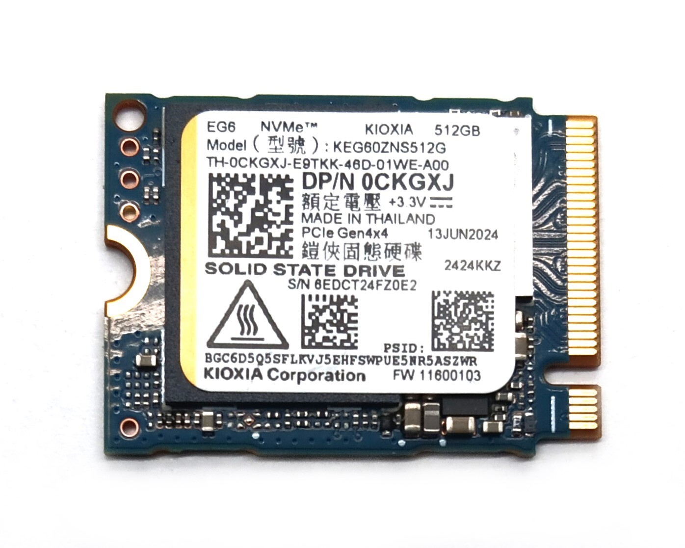 Dell CKGXJ (Kioxa KEG60ZNS512G) Eg6 512GB Solid State Drive