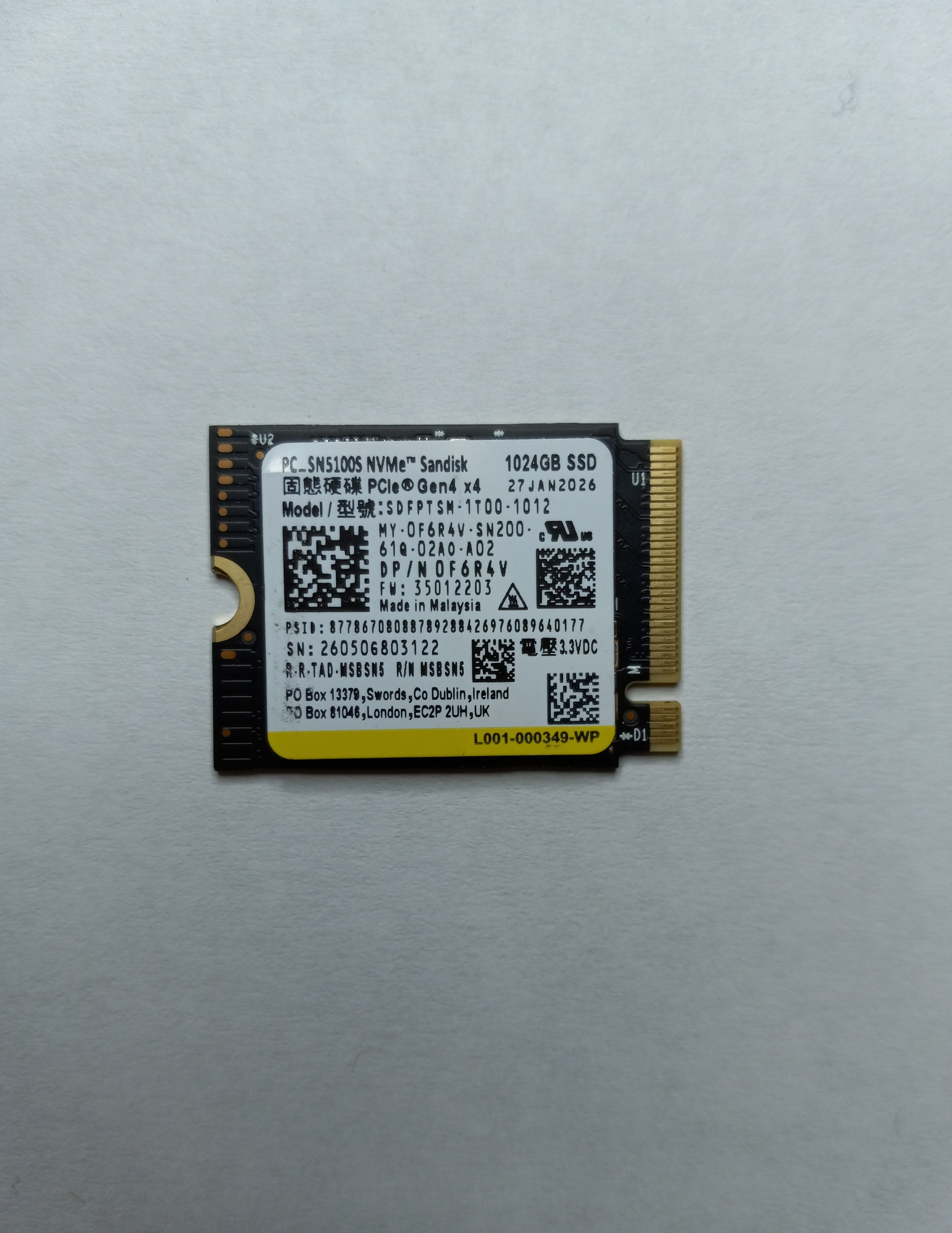 Seller photo of 1TB Pc Sn5100s M.2 2230 Nvme Gen4 X4 Ssd
