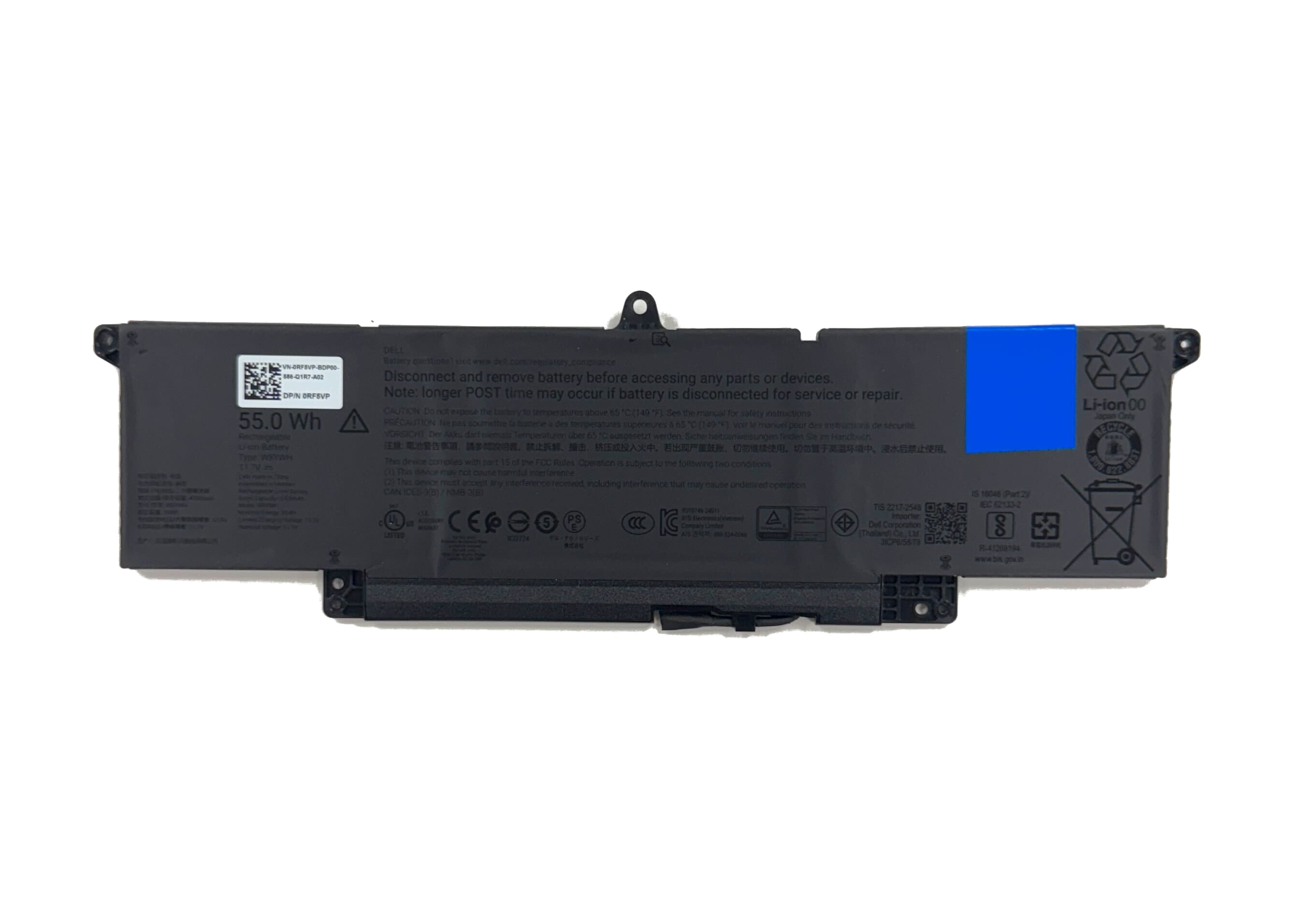 Dell RF5VP 3-cell Li-ion 11.7V 55Wh 4700mAh Laptop Battery