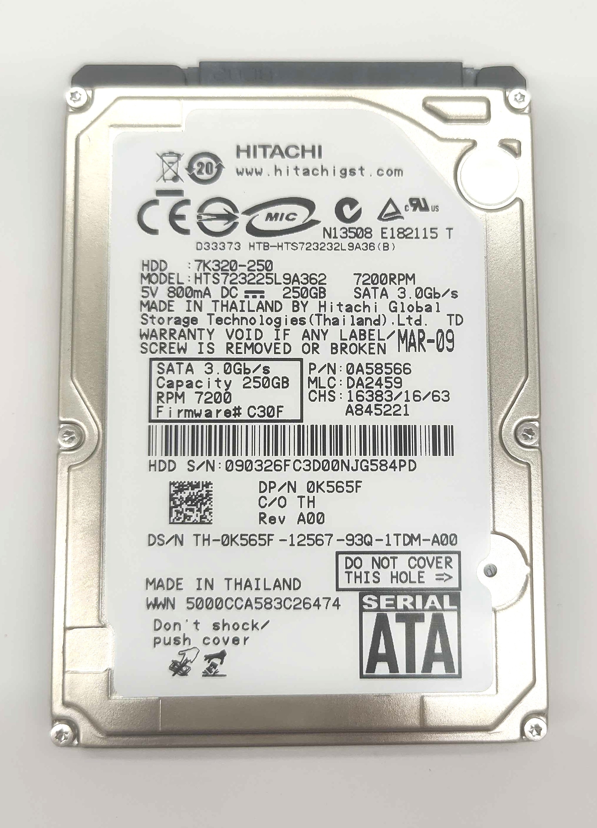 Dell K565F (Hitachi 0A58566) 250GB Hard Disk Drive