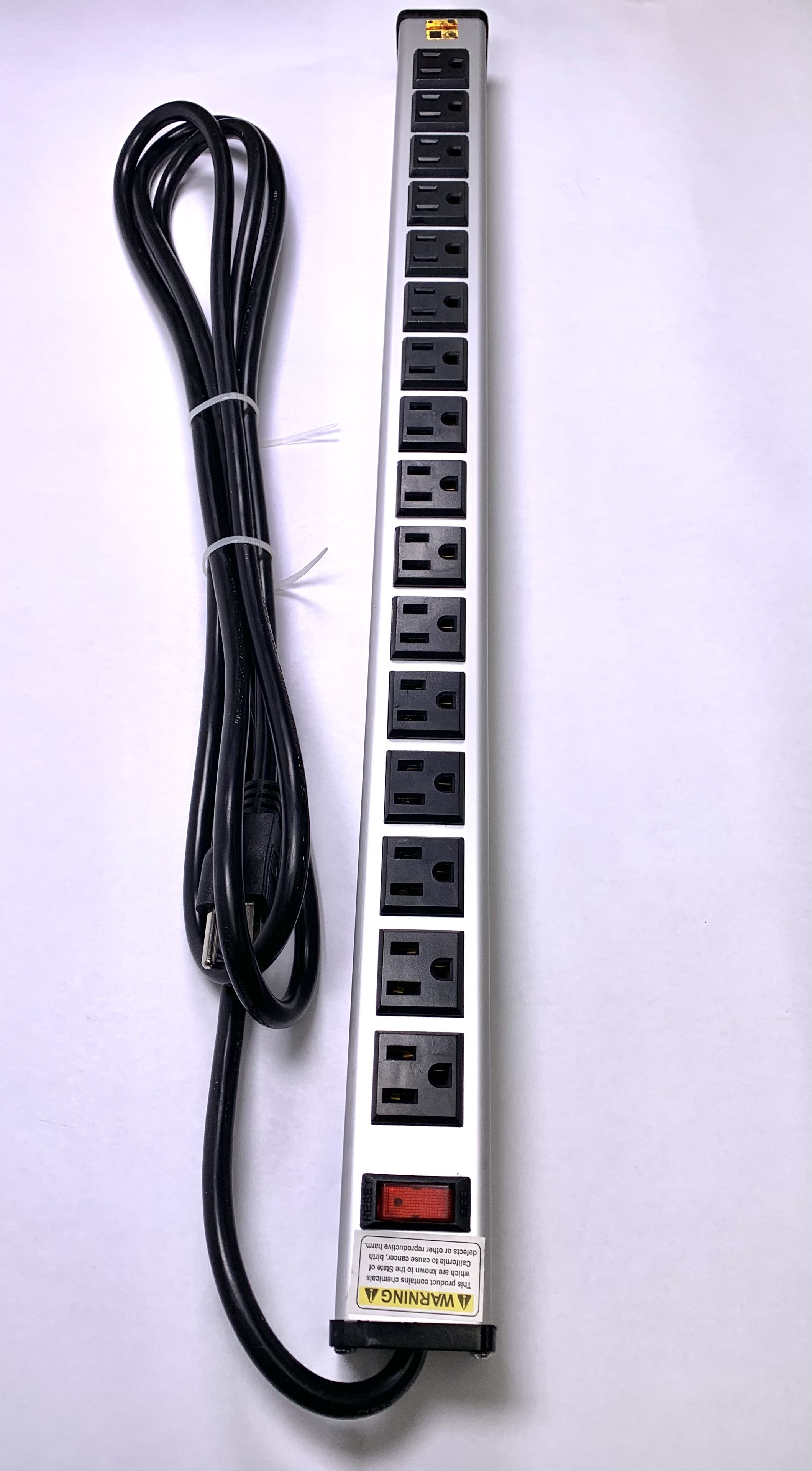 16-Outlet 15A 125VAC 60Hz 1875W Power Strip with 10ft Cable