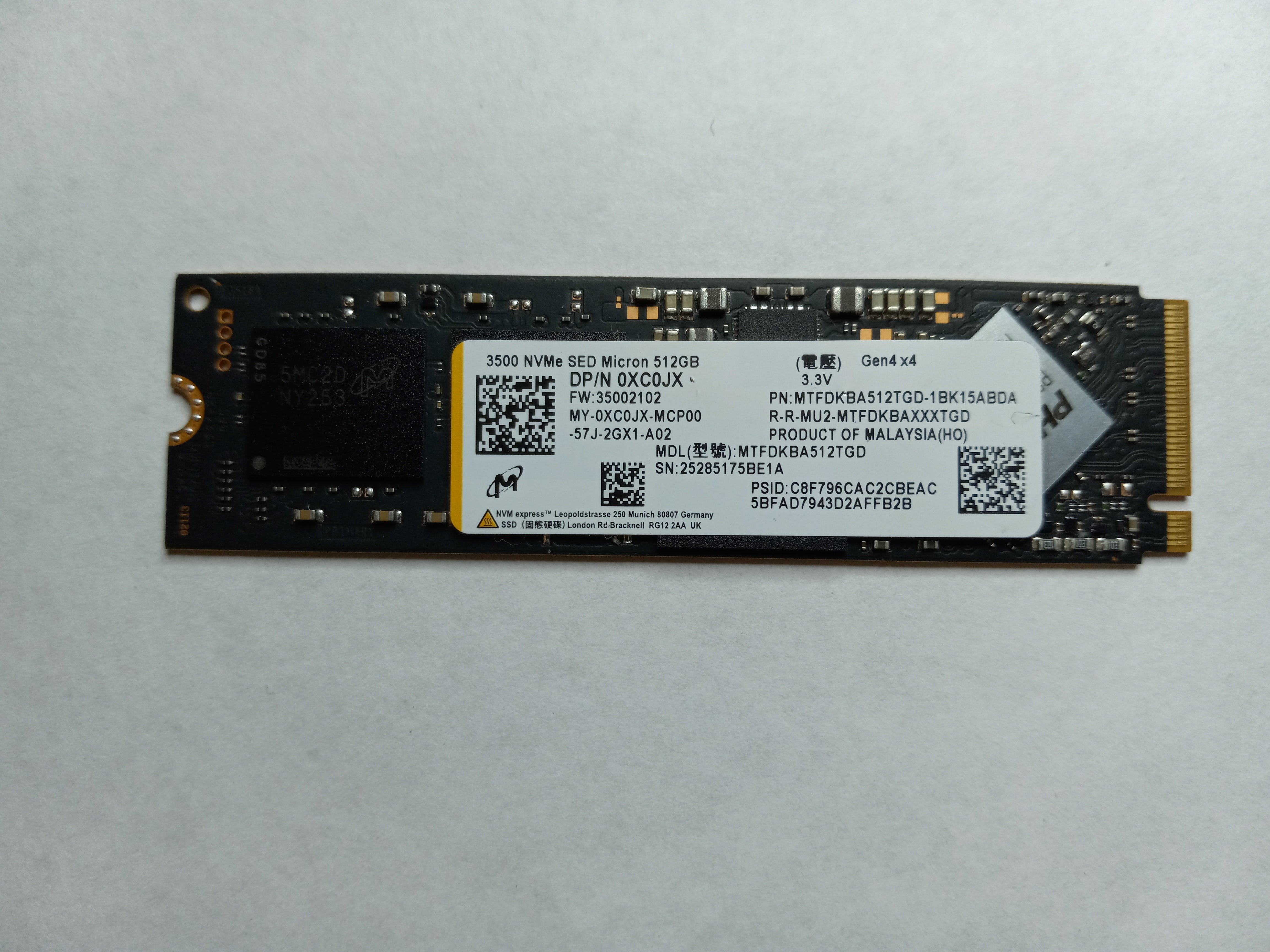 Dell XC0JX (Micron MTFDKBA512TGD-1BK15ABDA)