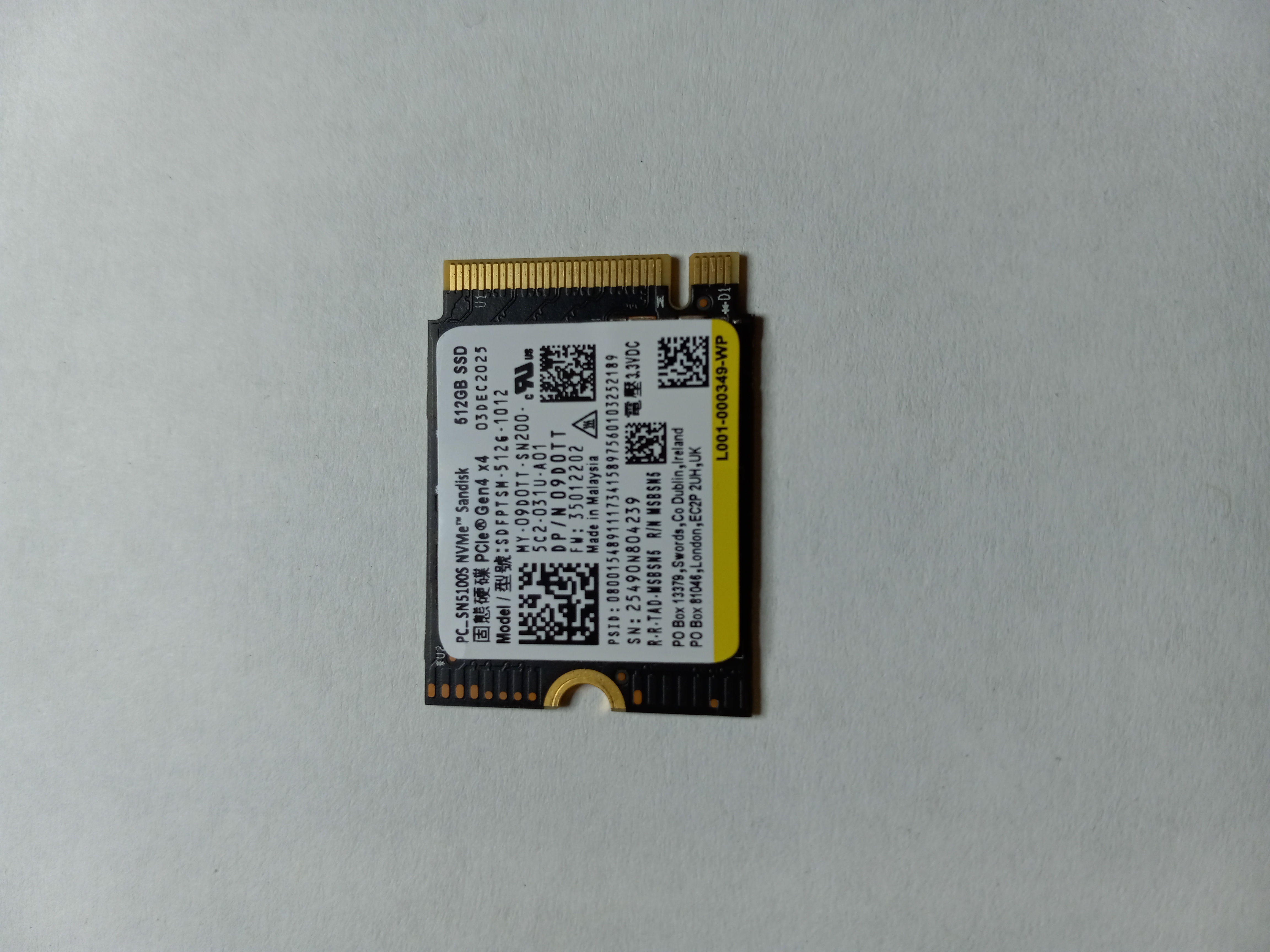 Seller photo of 512GB Pc Sn5100s Nvme M.2 2230 Pci-e 4.0 X4 Solid State Drive