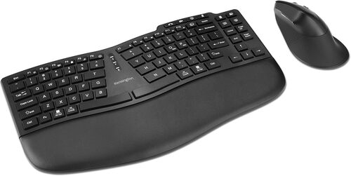Kensington Pro Fit Ergo KM675 EQ Wireless Ergonomic Gaming Keyboard and Mouse Combo, Black (K75492US, Plastic | Quill