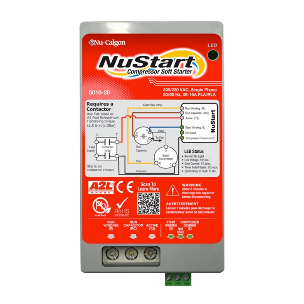 Nu-Calgon 5010-20 NuStart Soft Starter Single Phase 208-230VAC 8-16A RLA