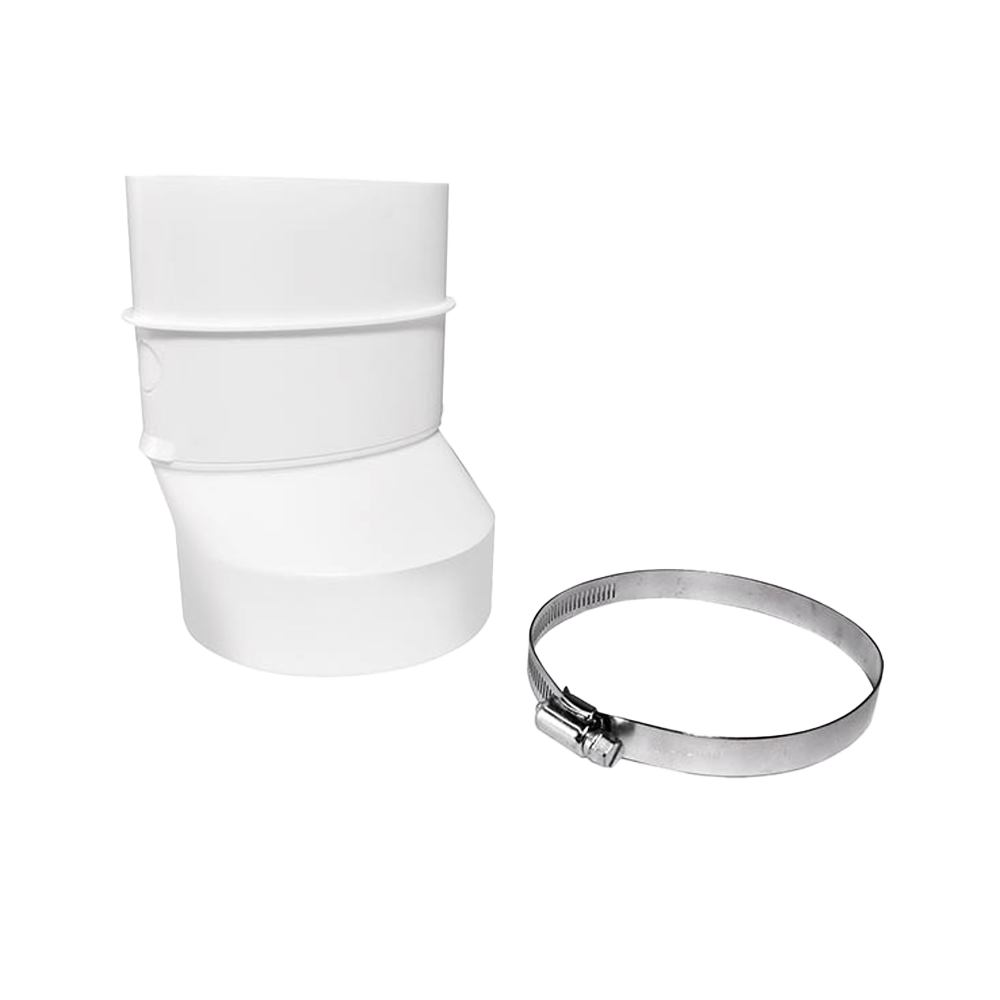 Dundas Jafine R20ZW 4" Round to Oval Dryer Duct Adapter w/ Clamp White HVAC