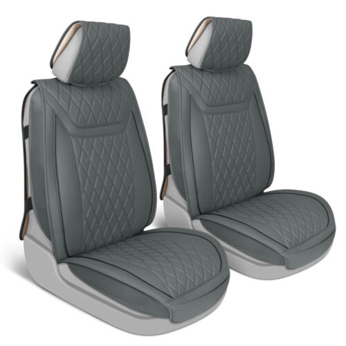 Charcoal Gray Faux Leather Car Seat Covers - Diamond Stitch | eBay