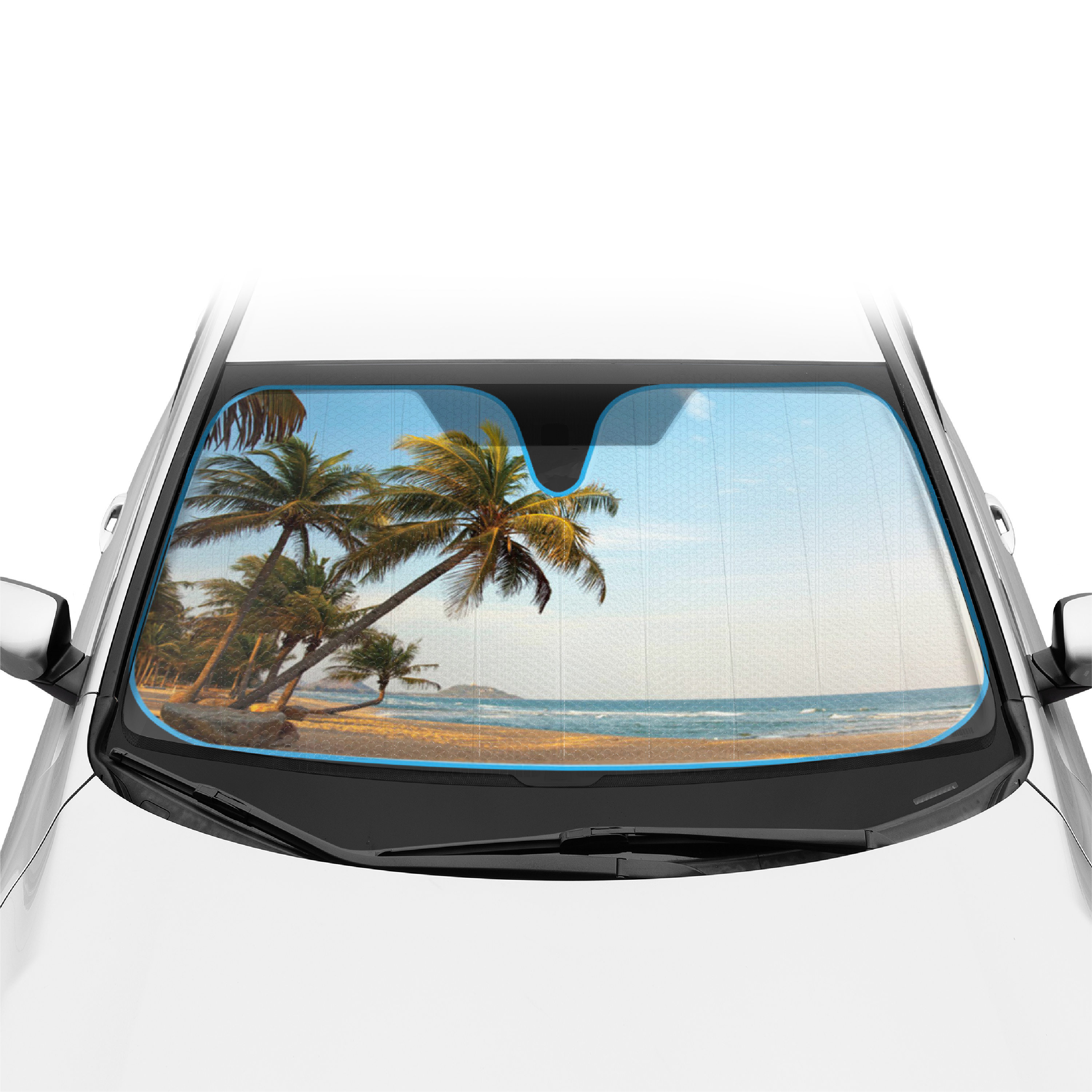Auto Car Sun Shade Tropical Island Tree Design - Double