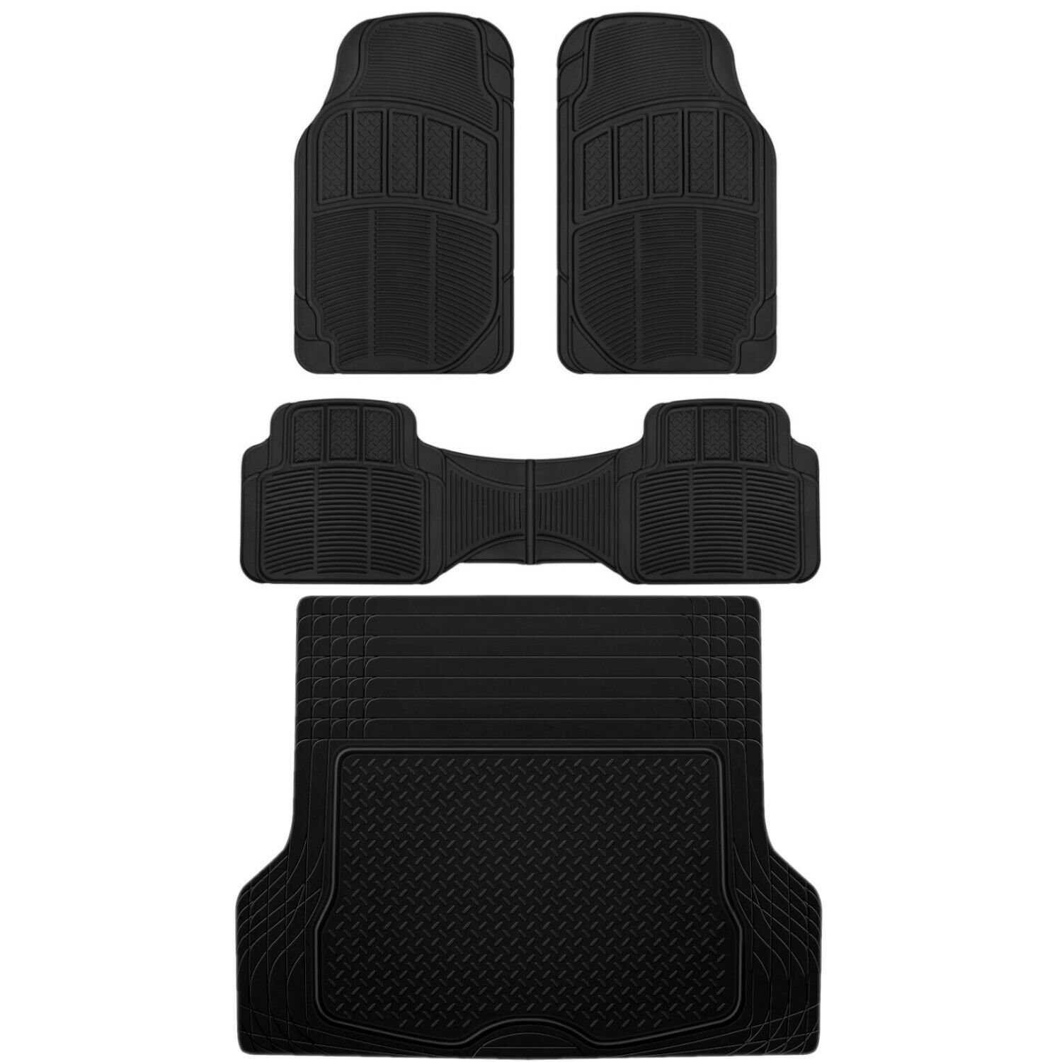 BDK Proliners Custom Rubber Car Floor Mats Black-4pc Heavy Duty BDK Proliners Custom Rubber Car Floor Mats Black-4pc Heavy Duty