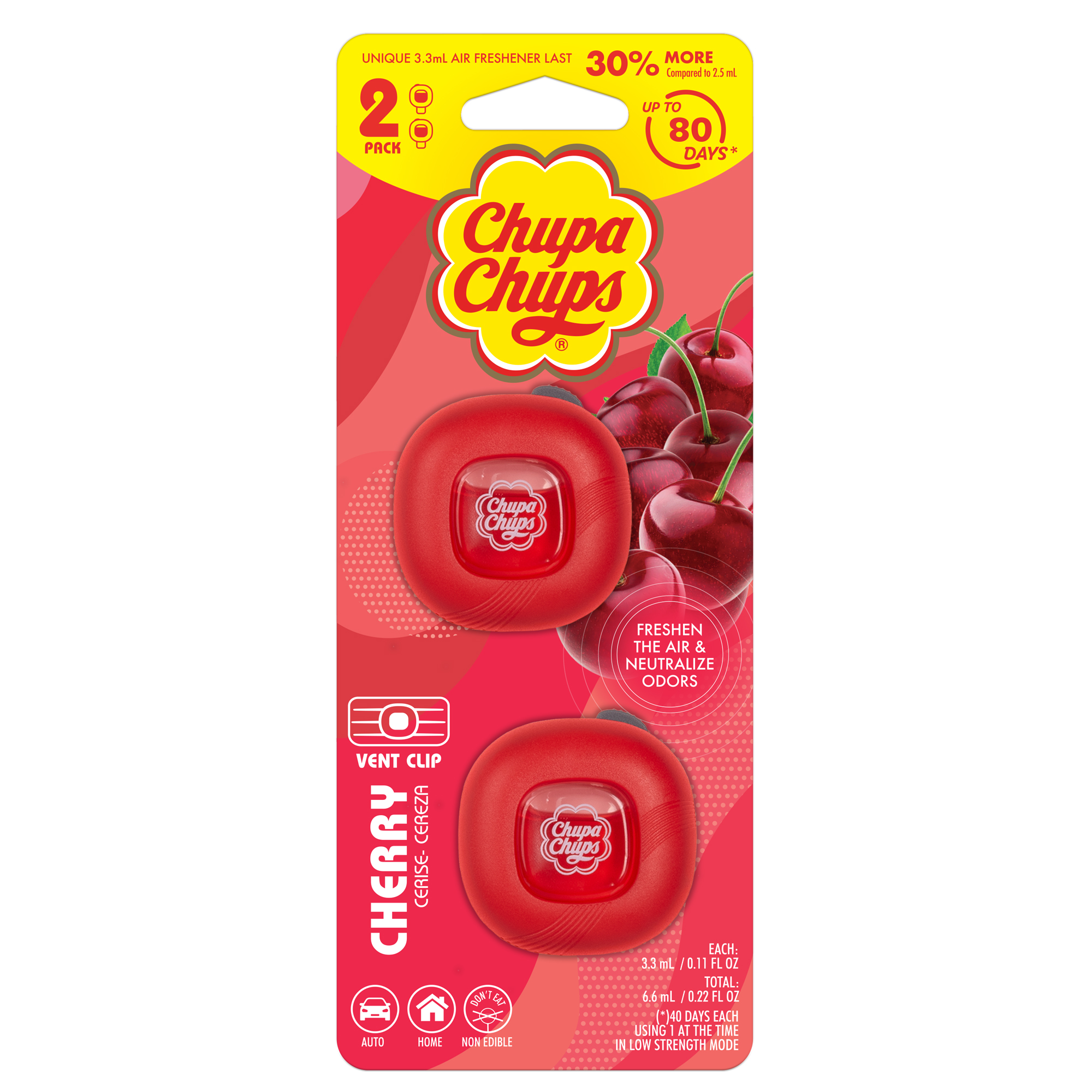 DM 応援チューリップ　4弾 Chupa Chups Candy Cherry Air Freshener, Sweet Fun Scents for Cars