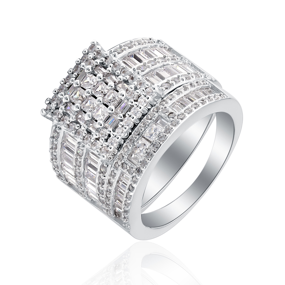 Camilla Square Cubic Zirconia Engagement Ring Wedding Band
