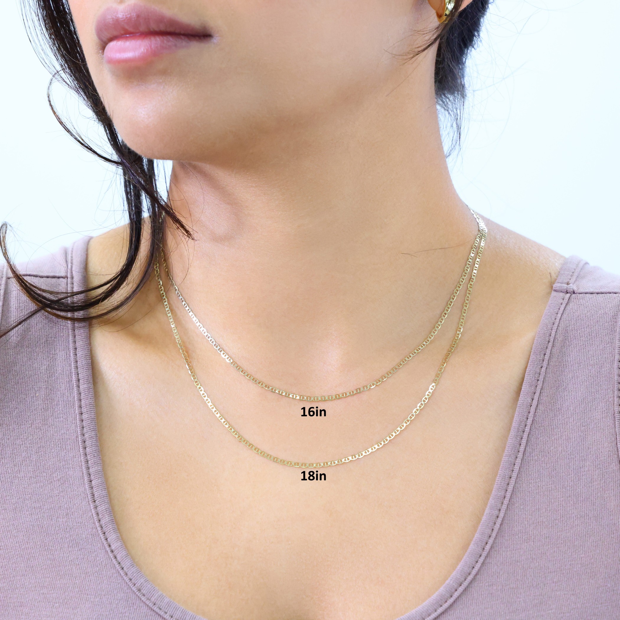 ま*ん様 10K GOLD NECLACE 20インチ 2mm 10K Yellow Gold Solid 2mm Mariner Anchor Flat Link Chain