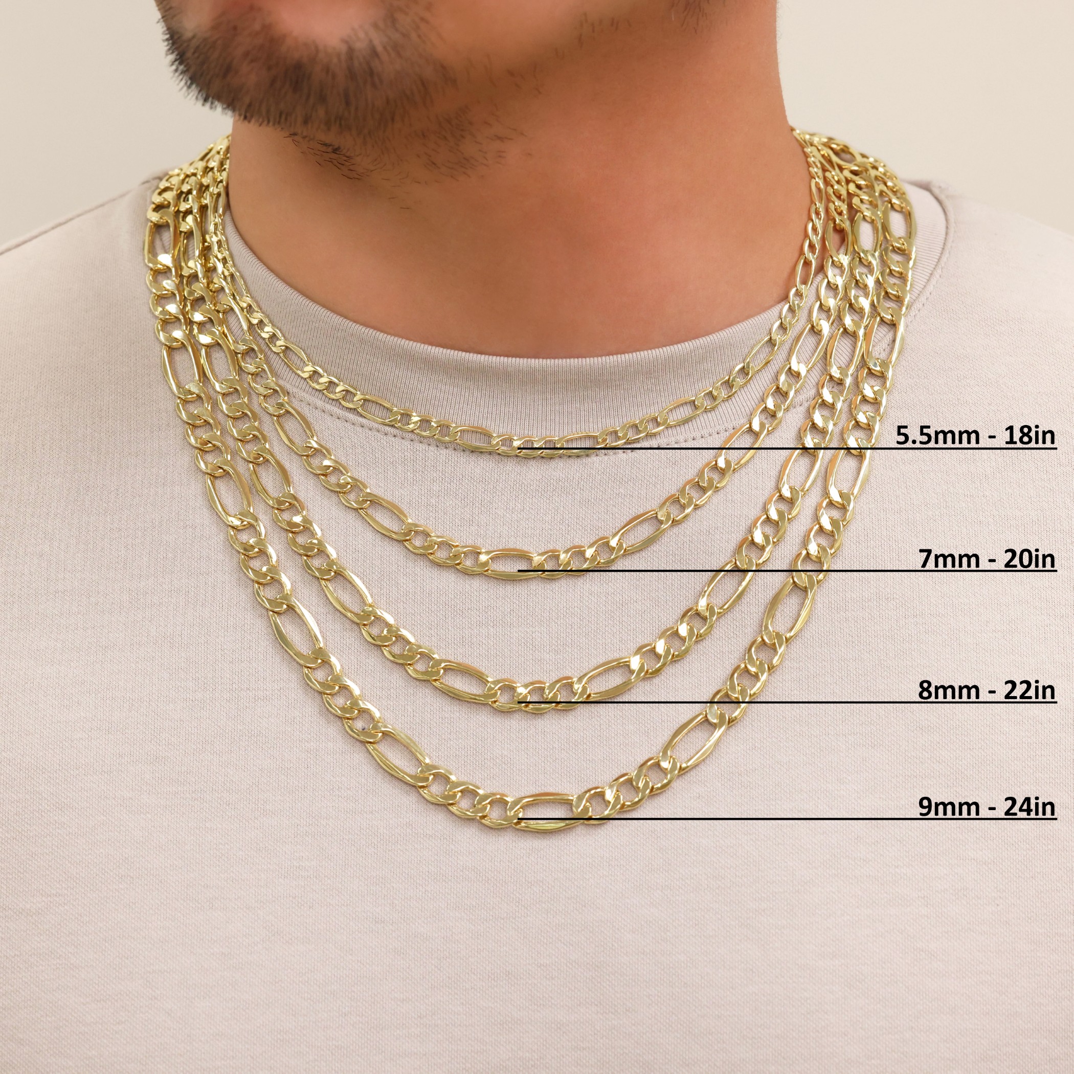 10K Oro Giallo Sottile 2mm Catena Figaro Bracciale O Cavigliera