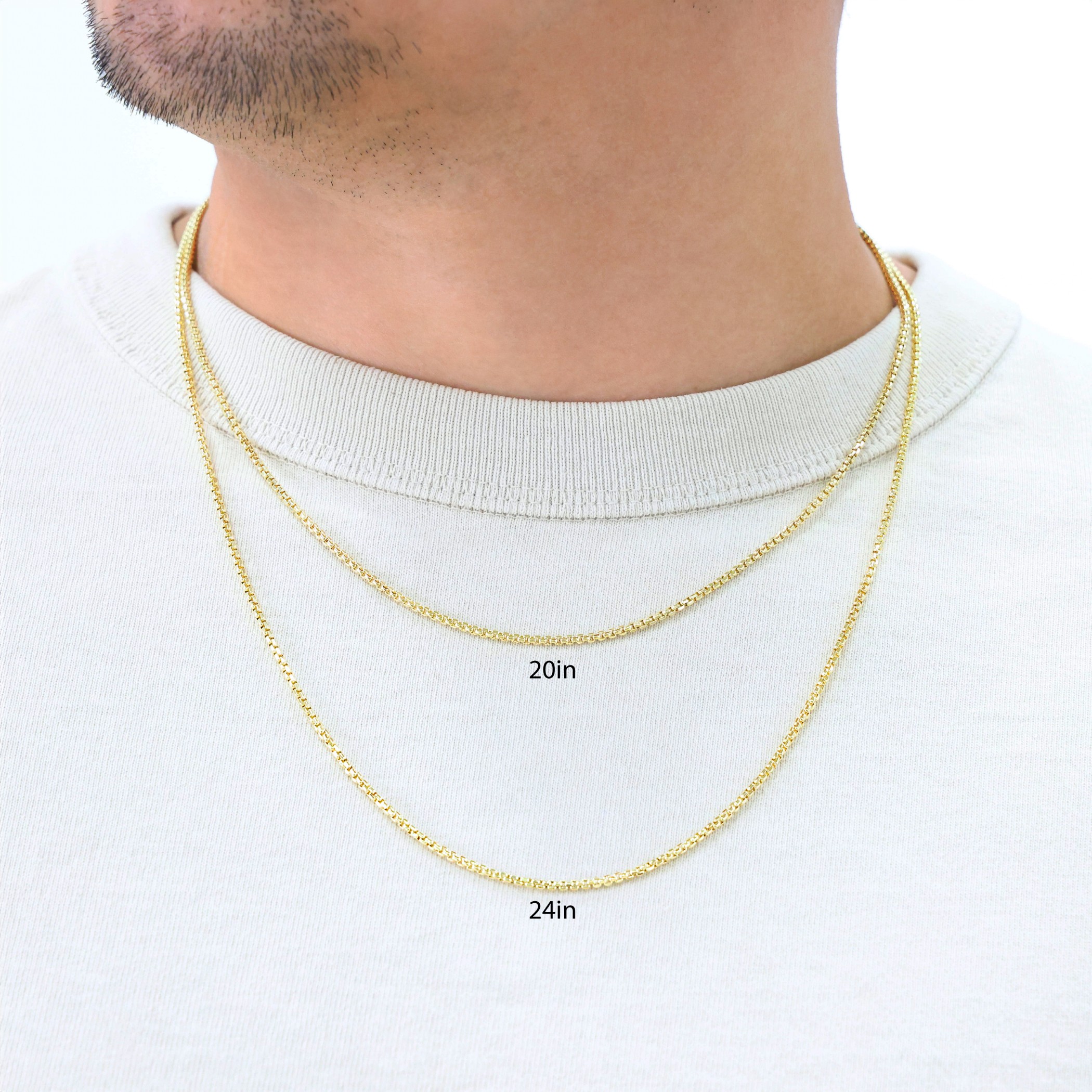 10K GOLD NECLACE 20インチ 2mm 10K Yellow Gold 2mm Venetian Round Box Link Chain Necklace