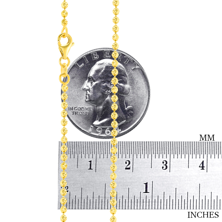 Nuragold 10K Yellow Gold Solid Moon Cut Ball Chain Necklace - 2mm-4mm Width, 16-30" Length 9 thumbnail image