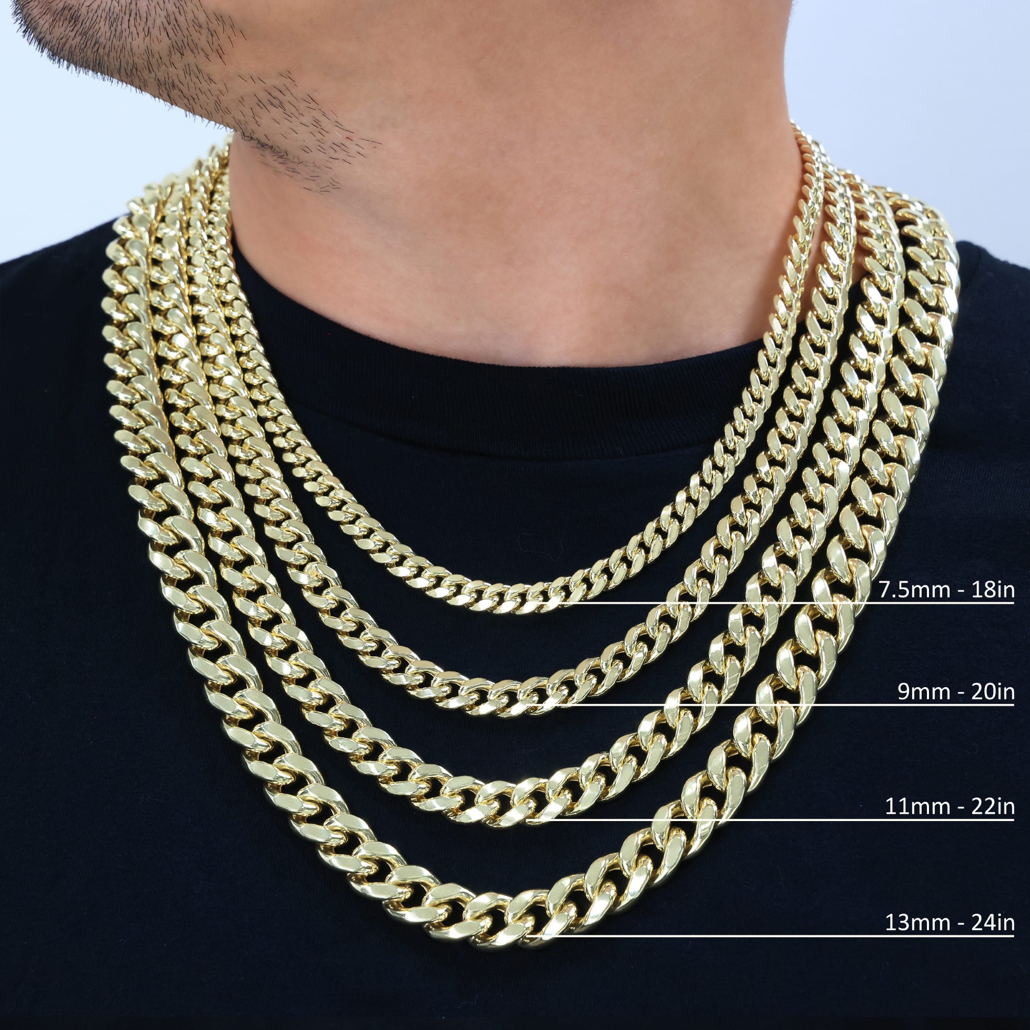 10K Yellow Gold 3mm- 13mm Miami Cuban Link Chain Necklace