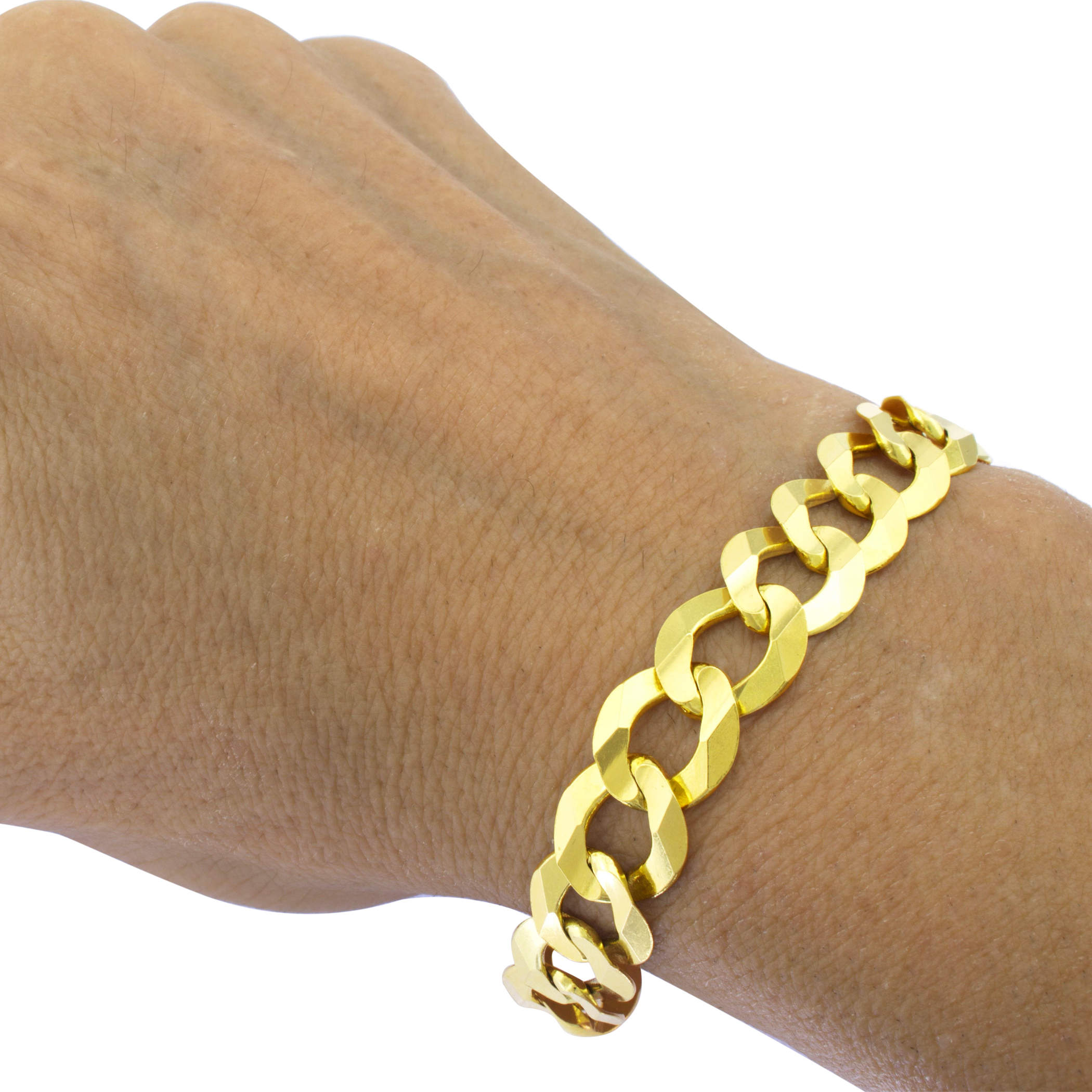 Solid gold curb bracelet mens Clearance