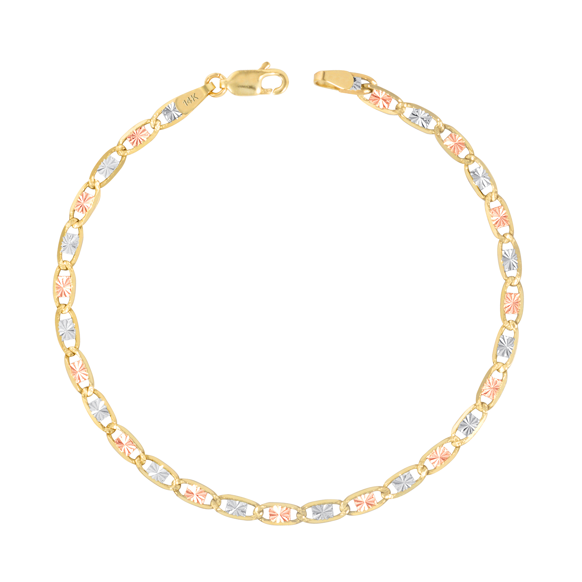 アクセサリーその他 VALENTINO Triple Coeur  bracelet Floreo 10k Tri-Color Gold 3.5mm Valentino Heart Link Chain