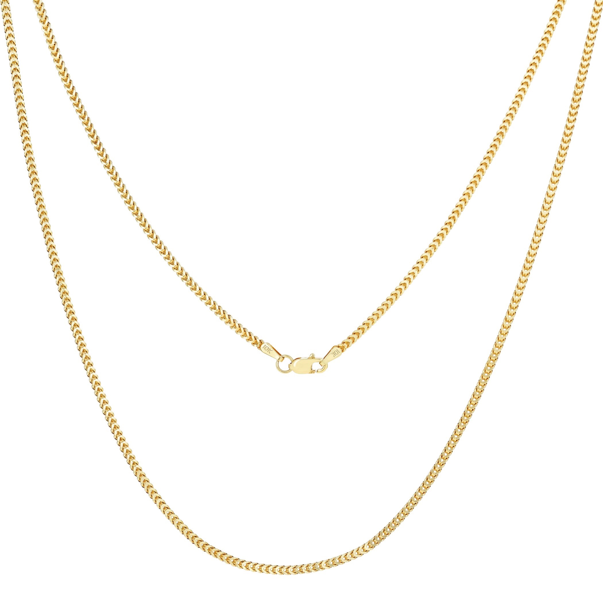 10K Yellow Gold 2mm Franco Chain Necklace – 20 Inch, Lobster Clasp, Unisex, Made In Italy