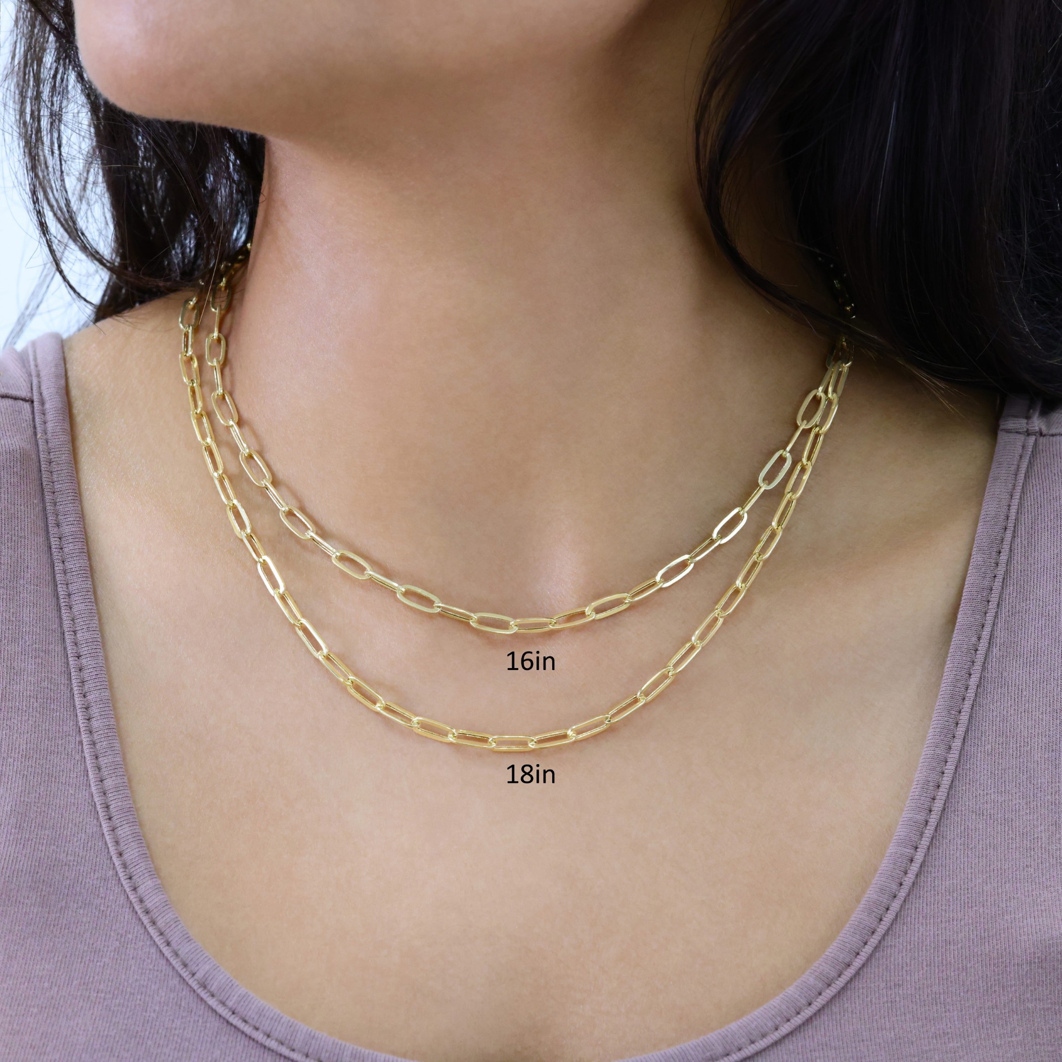 10k Yellow Gold 4mm Paperclip Chain Rolo Dainy Cable Link