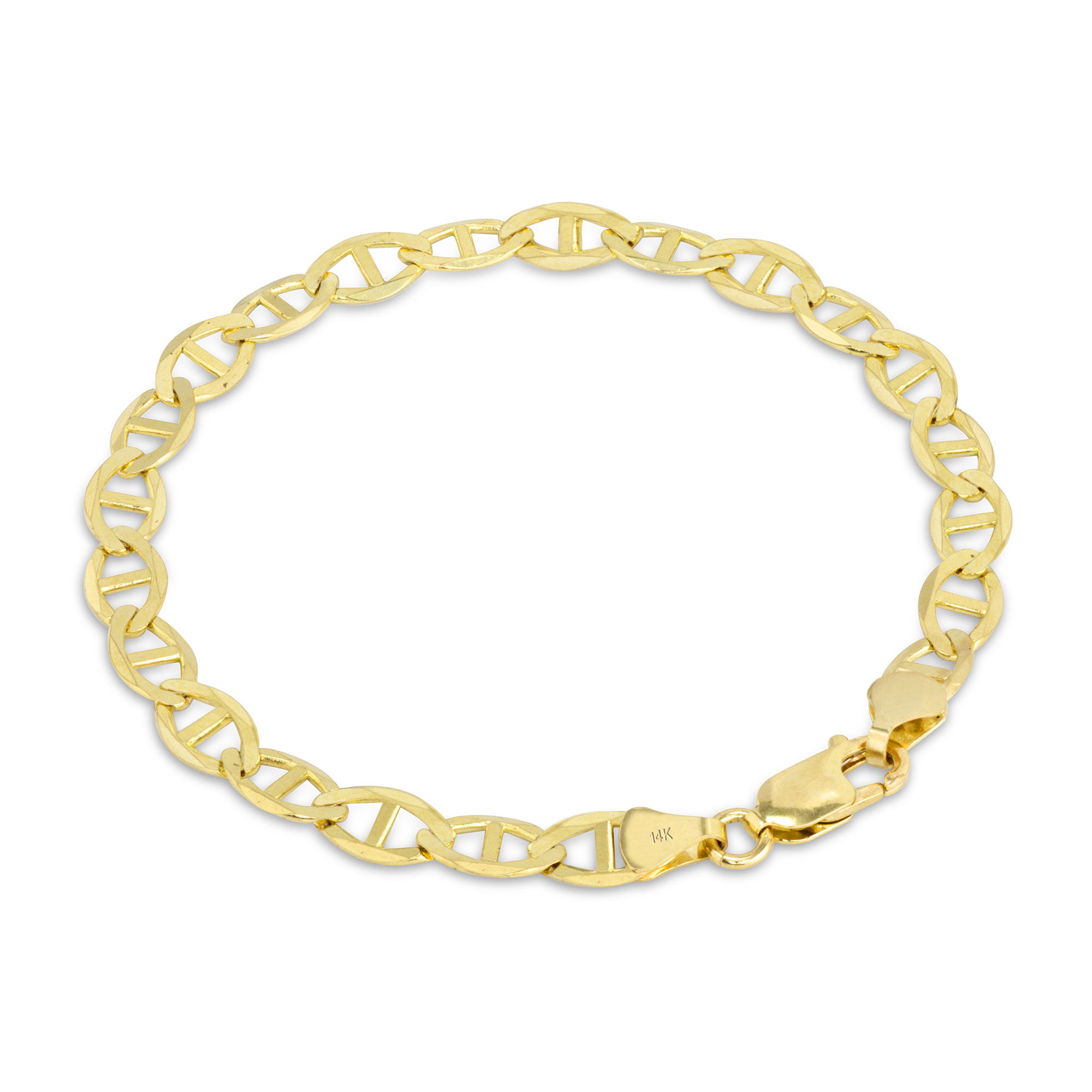 【HYERES LOR】Noailles silver link chain bracelet M Yellow 7 inch 14K Yellow Gold Hollow Figaro Link Chain Bracelet