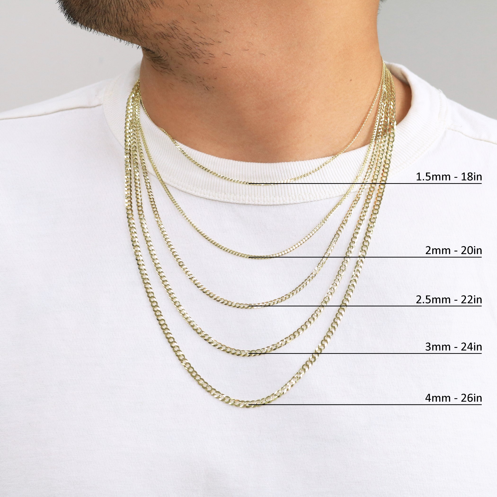 10K Oro Giallo 2mm-7.5mm Cubano Barbazzale Ciondolo