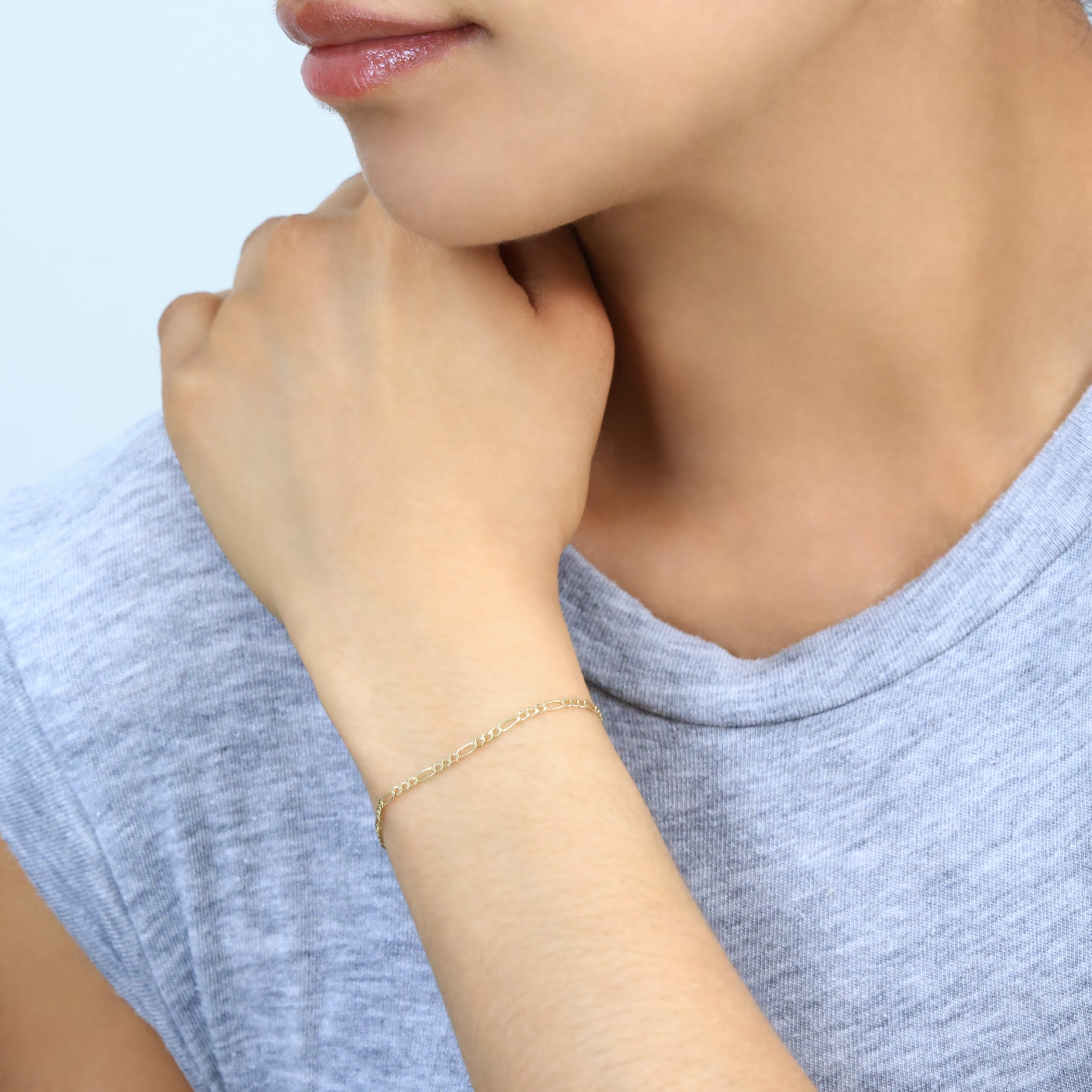 k*u様 10K Figaro Bracelet 19cm 2mm 10K Yellow Gold Thin 2mm Figaro