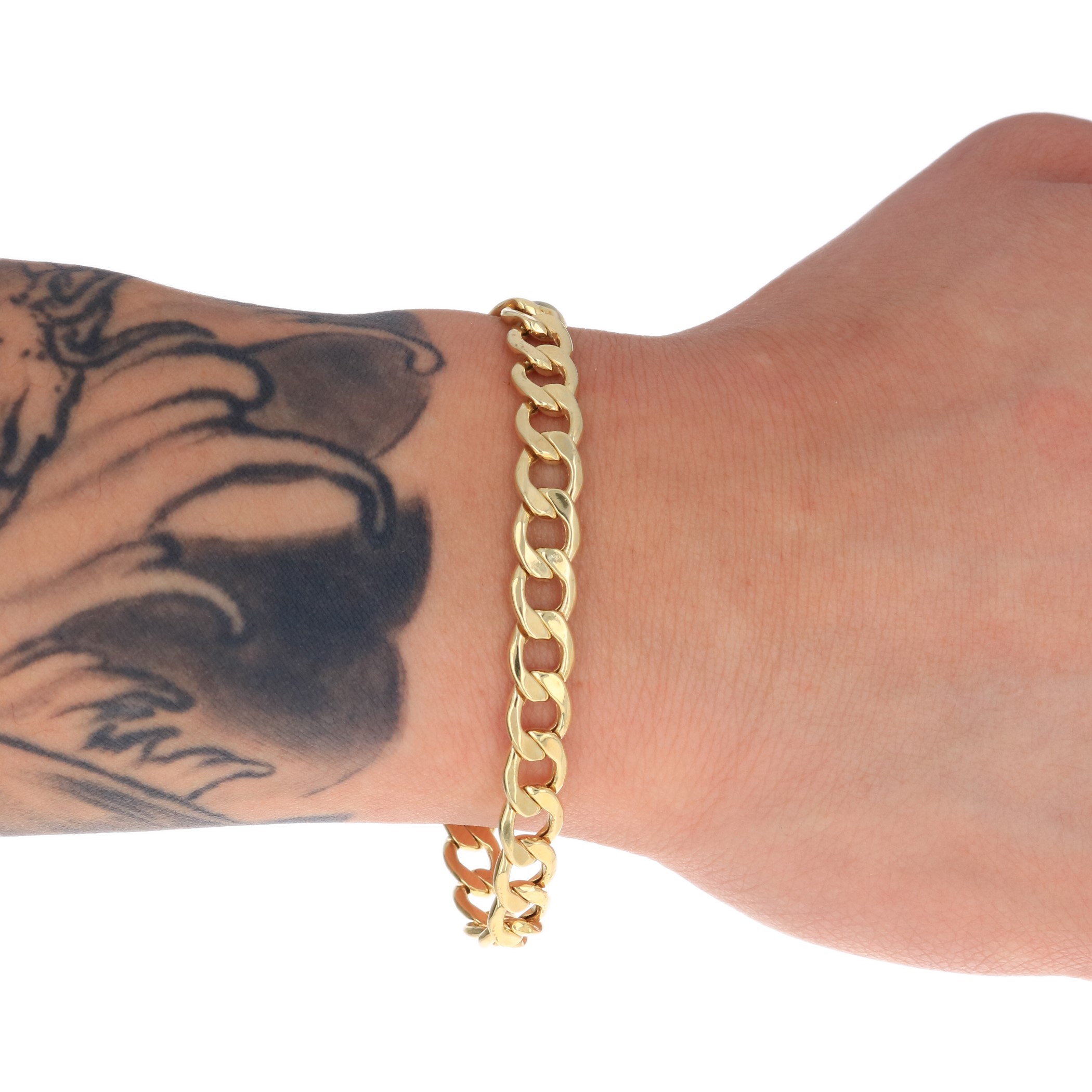 【CARVED LINKS AND CURB CHAIN BRACELET】 Men's Curb Chain Bracelet - Sleek Interlocking Links Jewelry