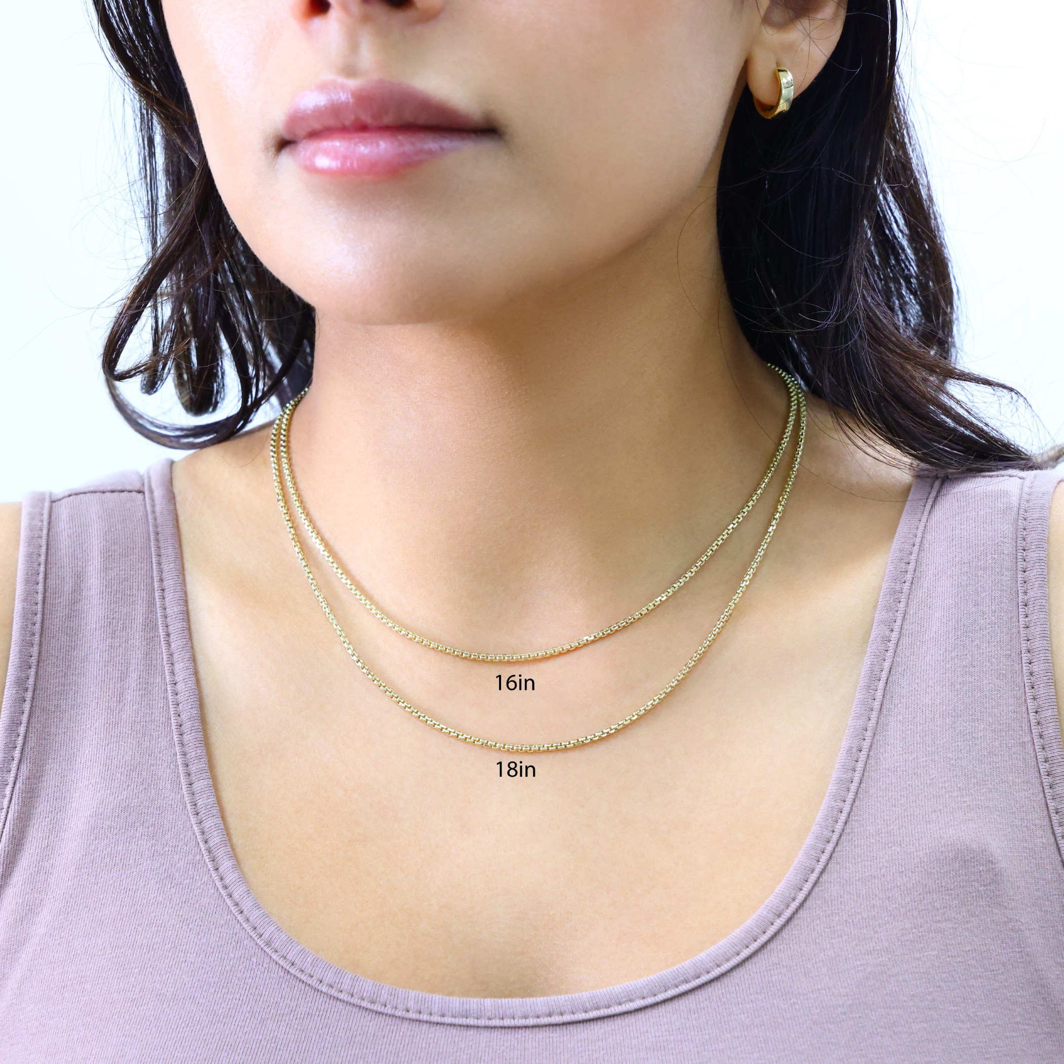 10K Yellow Gold 2mm Venetian Round Box Link Chain Necklace