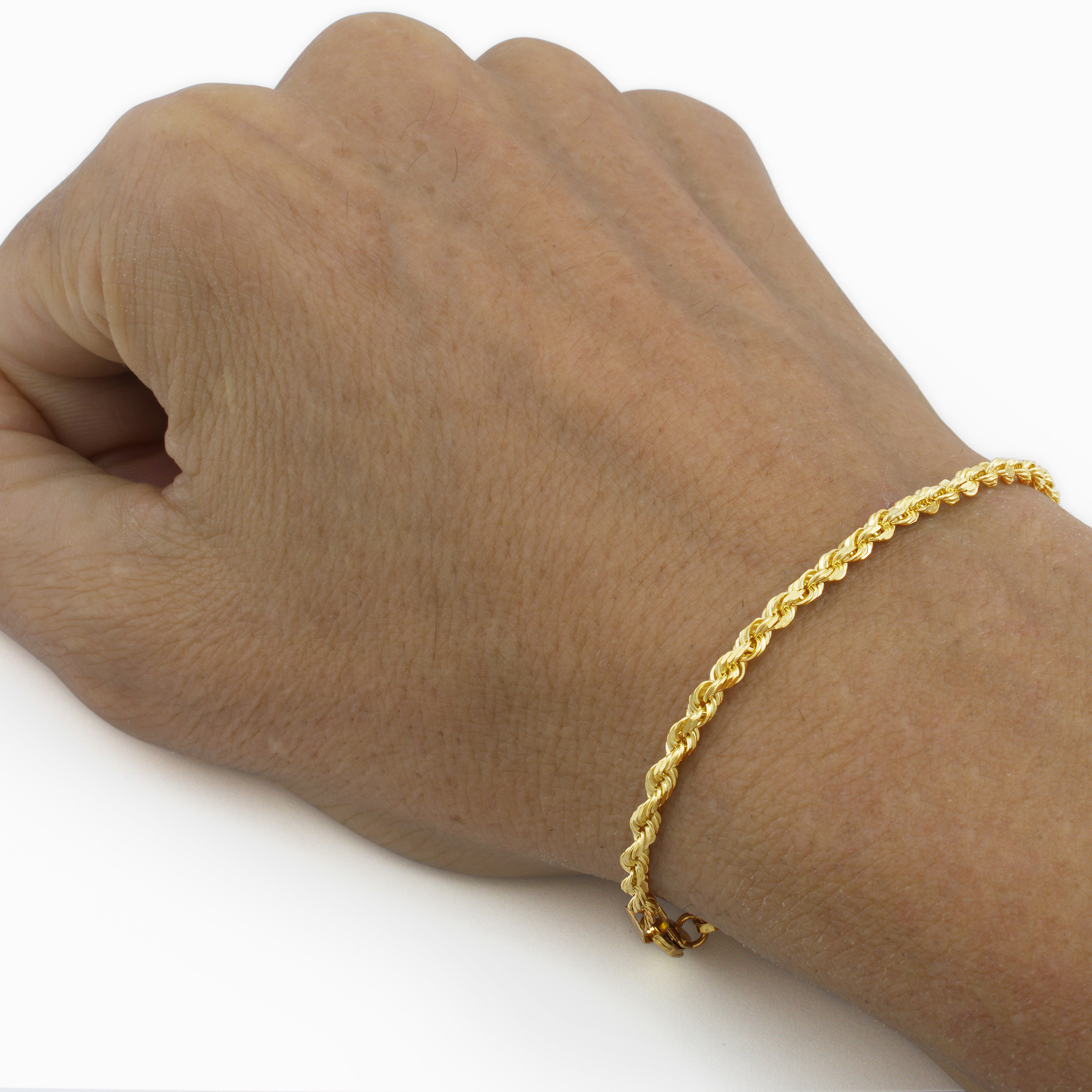 10k Yellow Gold Solid 2.5mm Diamond Cut Rope Chain Italian
