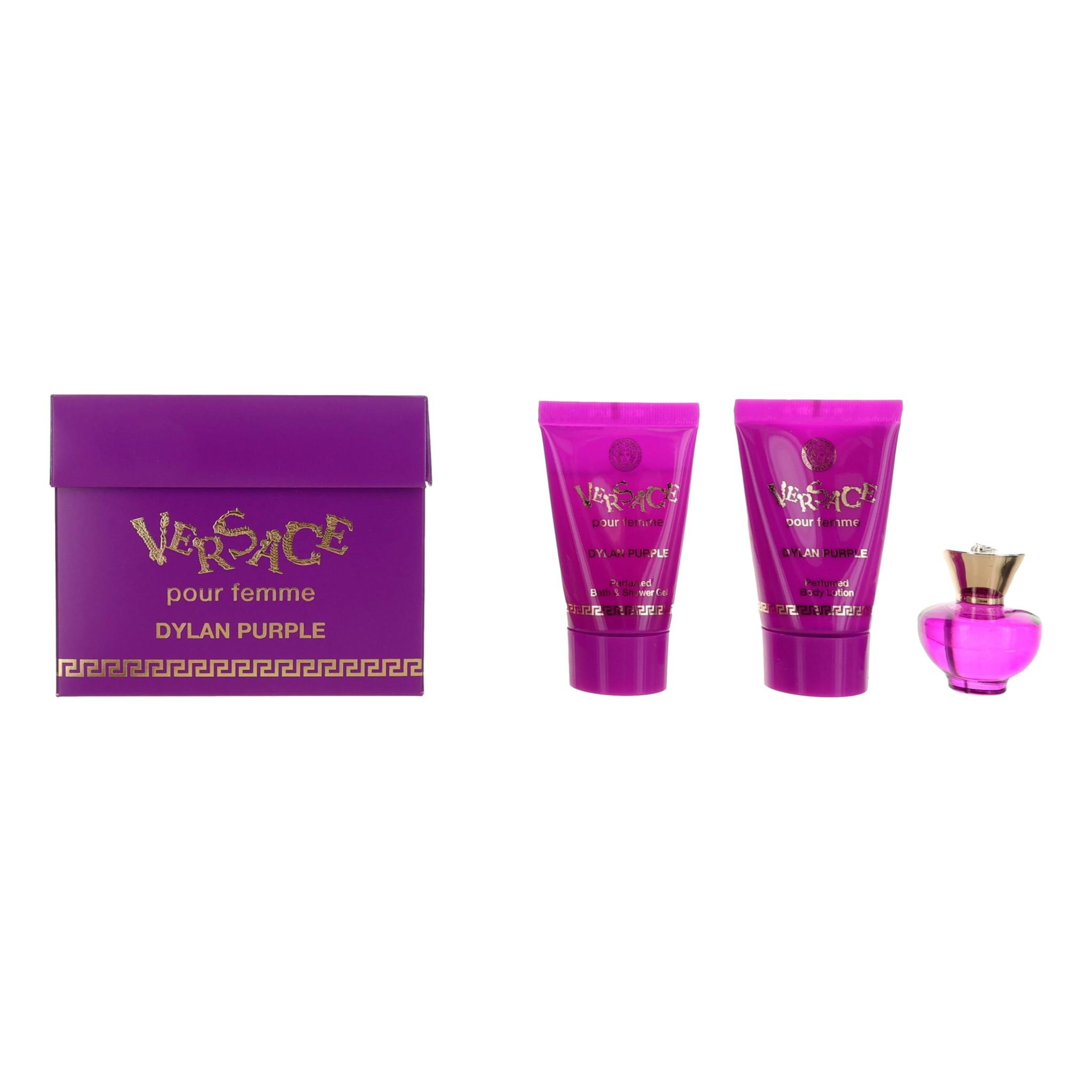 Versace Dylan Purple by Versace, 3 Piece Miniature Gift Set for
