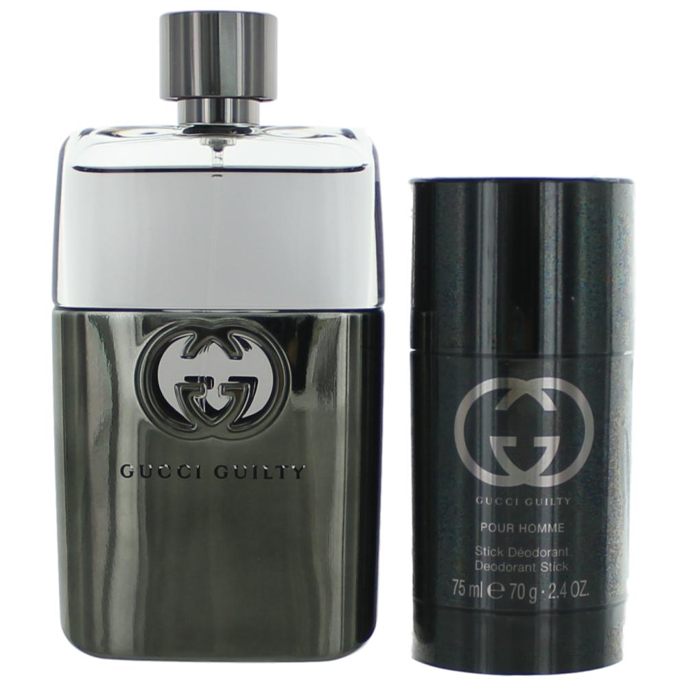 Gucci Guilty Pour Homme By Gucci, 2 Piece Gift Set For Men 3oz EDT Spray Deodorant Stick