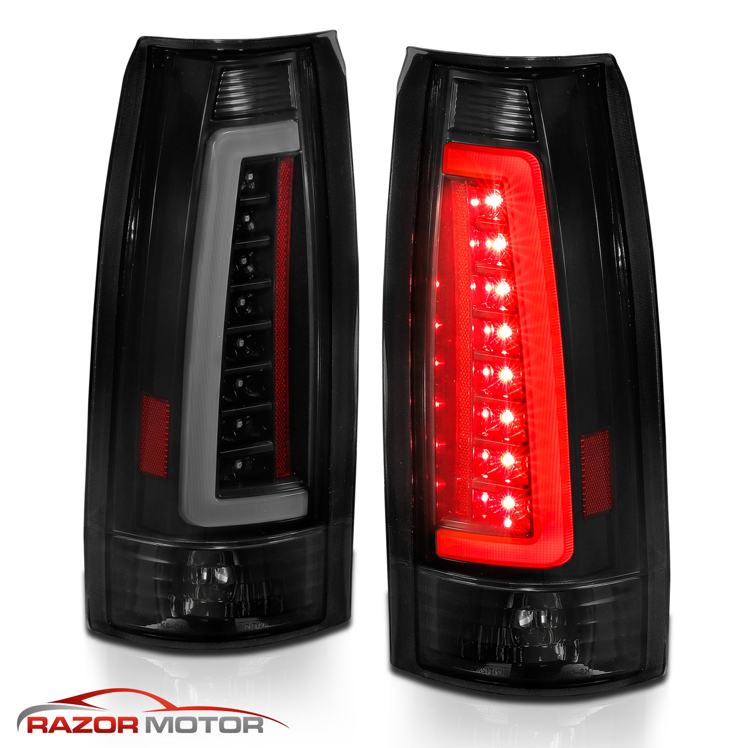 LED C Bar Tail Lights For Chevy GMC C/K Silverado 1988-1999 – Smoke Lens Black