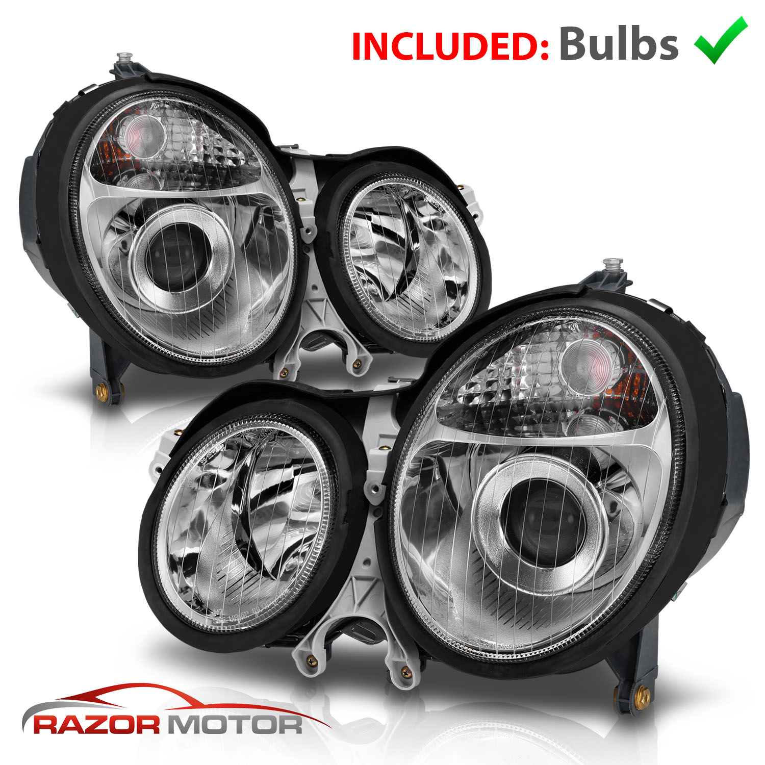 2000-2002 Chrome Headlights For Mercedes Benz W210 E Class