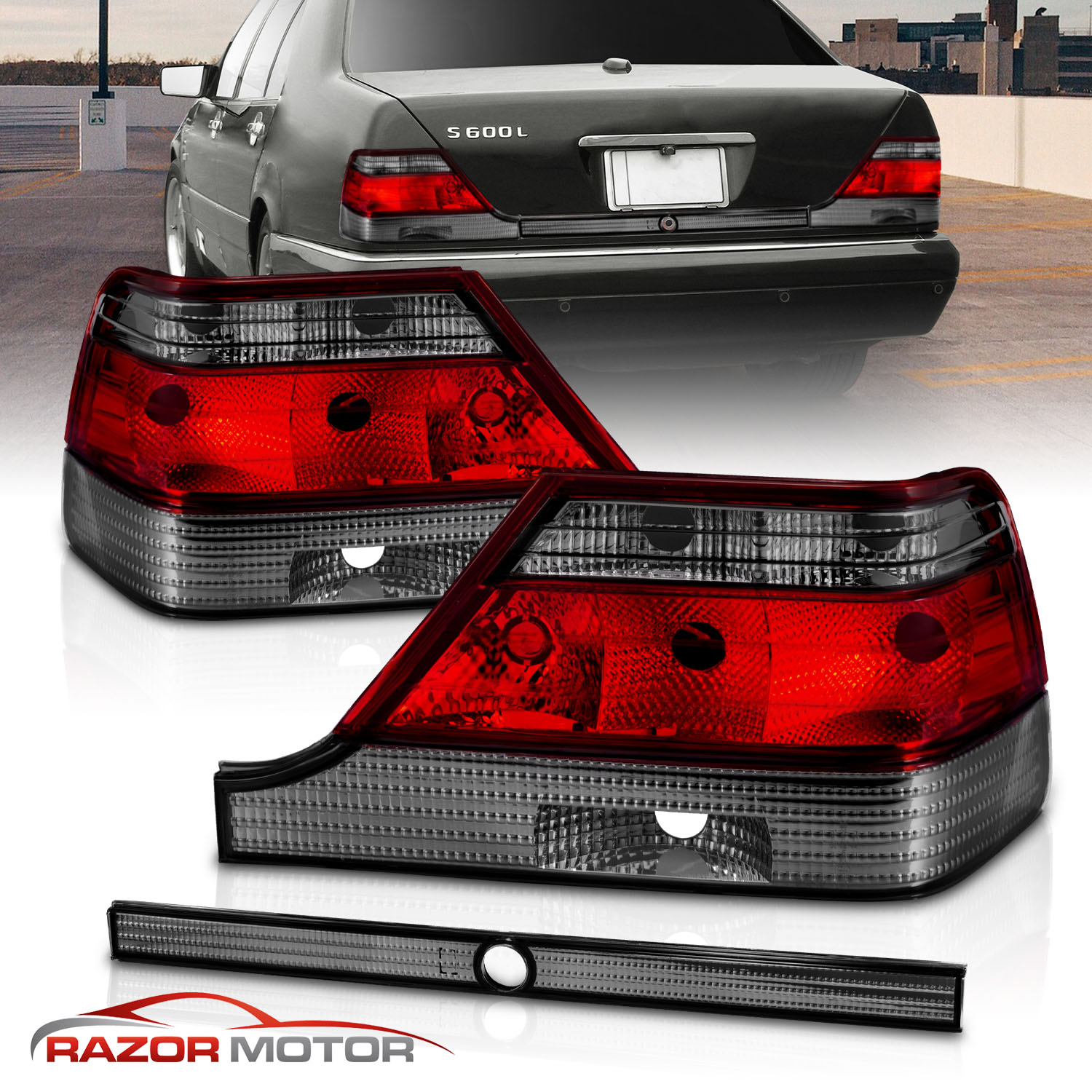 1995-1999 For Mercedes-Benz W140 S-Class Red Smoke Tail Lights